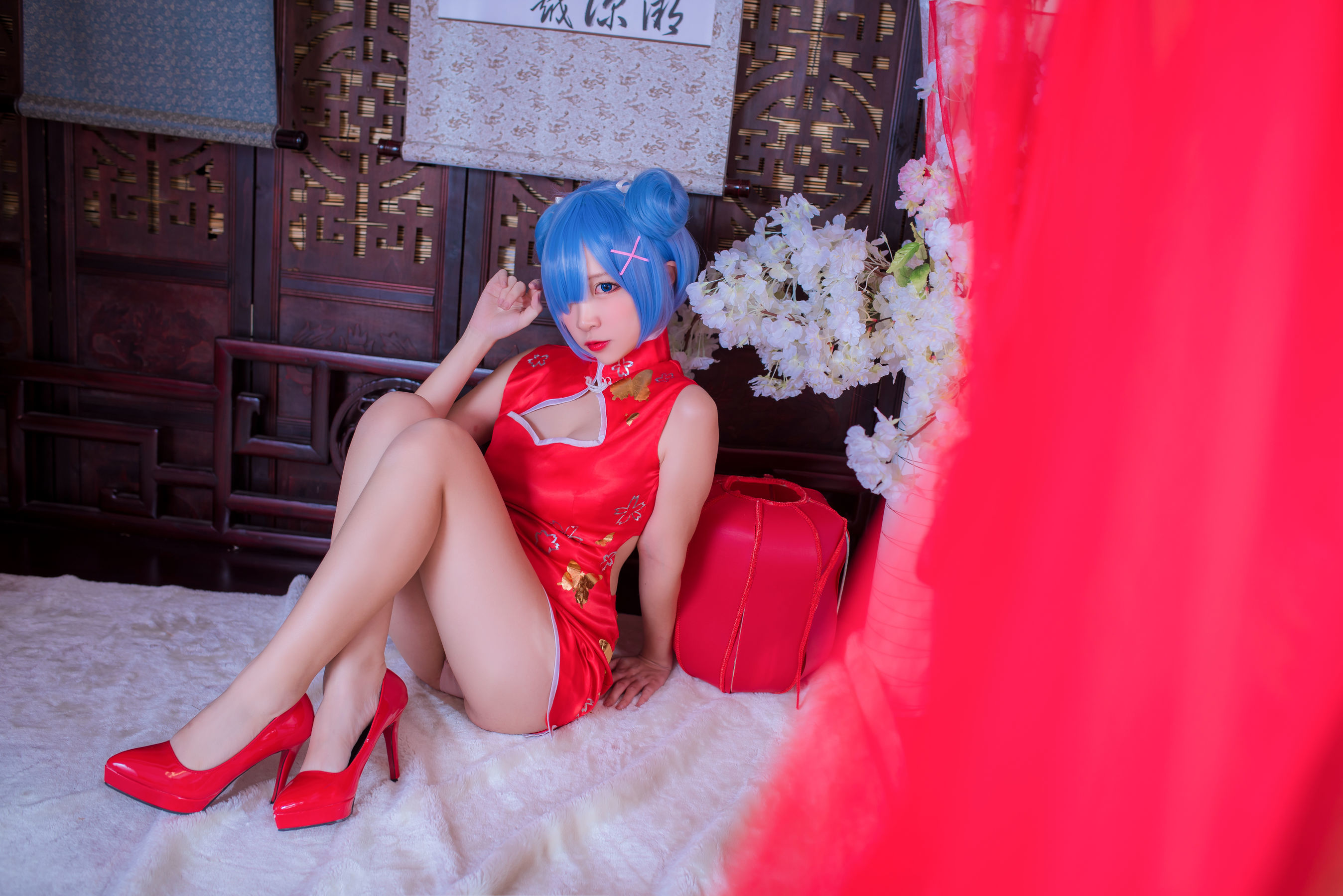 人气Coser二佐Nisa 蕾姆旗袍-图9