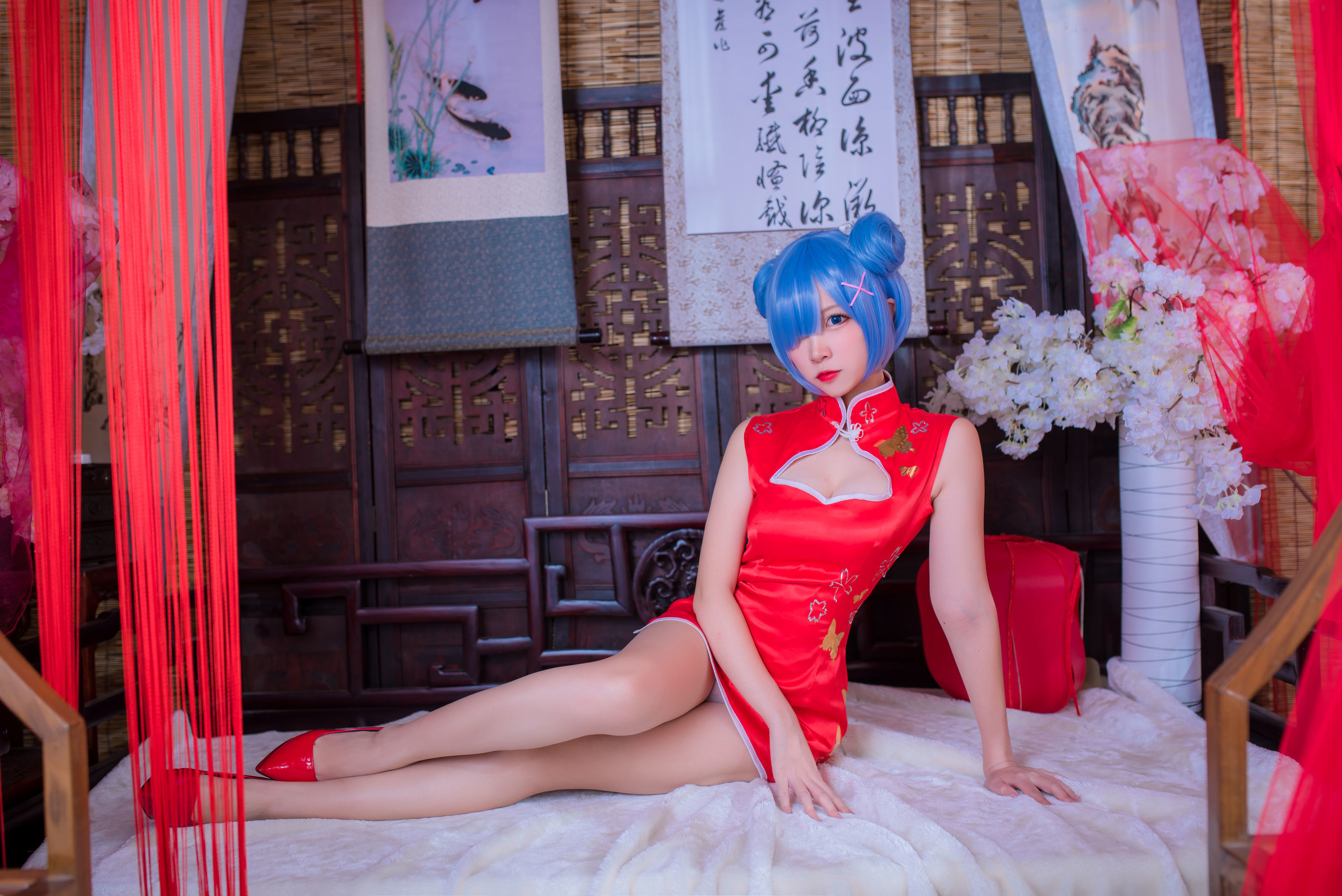 人气Coser二佐Nisa 蕾姆旗袍-图17