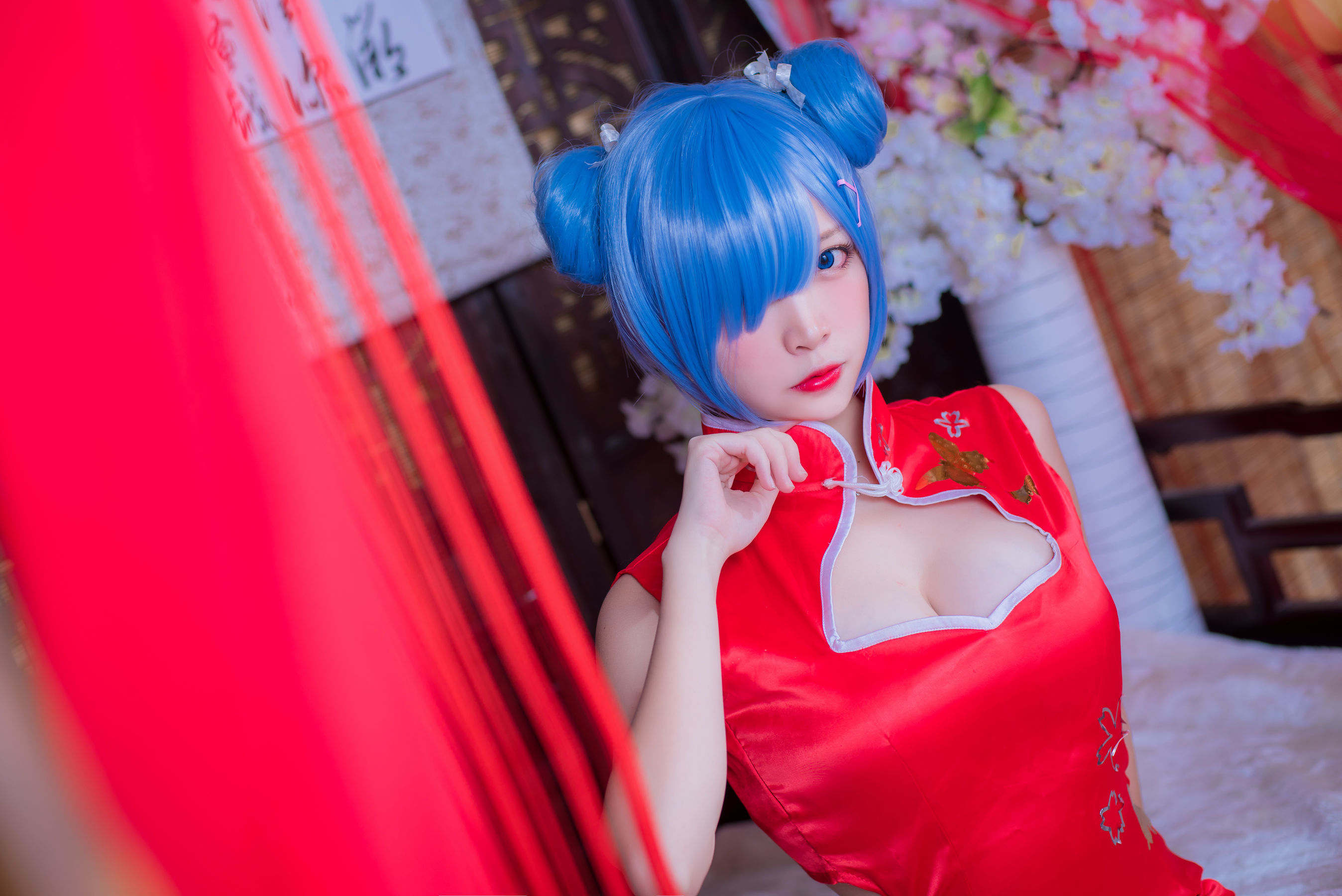 人气Coser二佐Nisa 蕾姆旗袍-图1