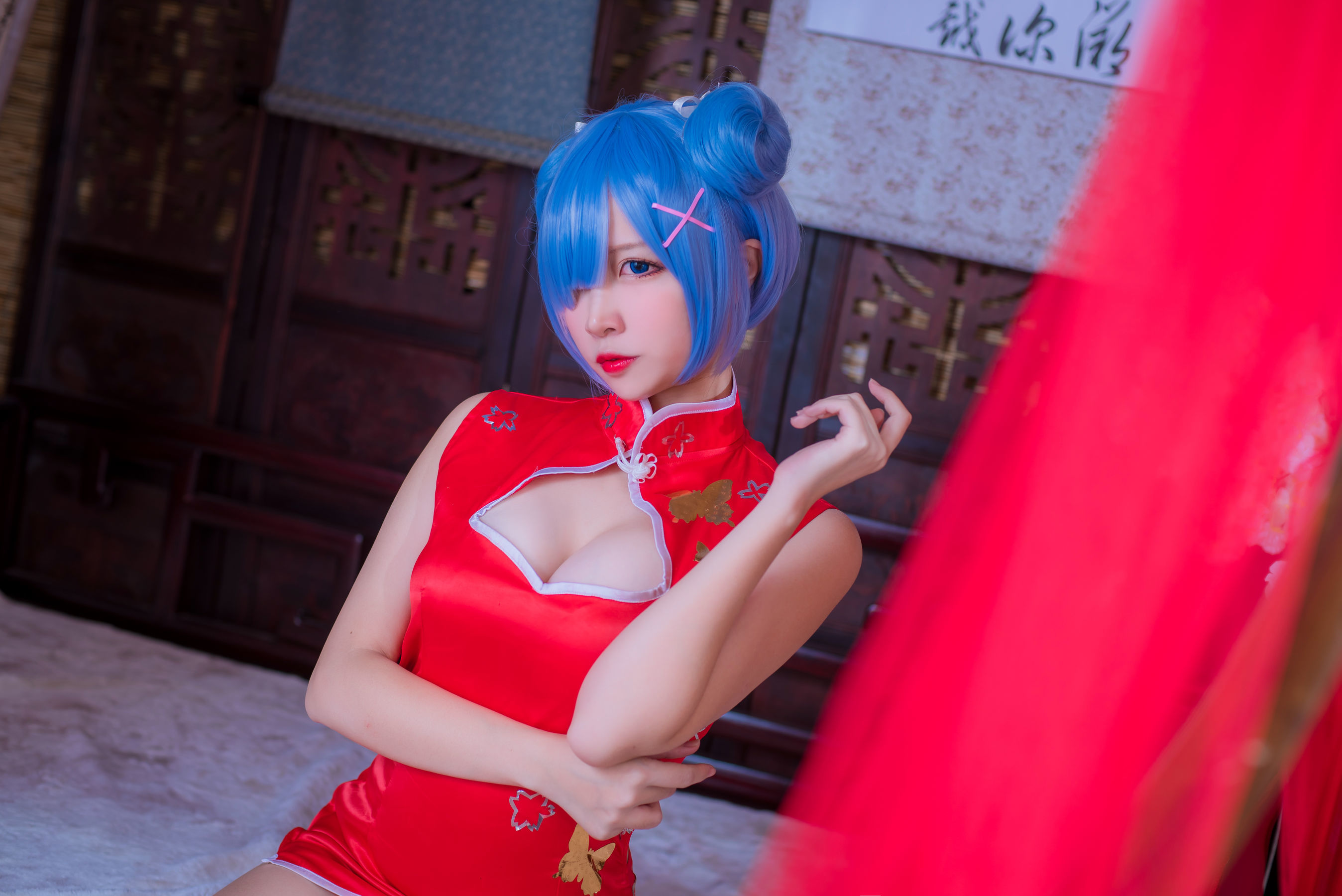 人气Coser二佐Nisa 蕾姆旗袍-图2