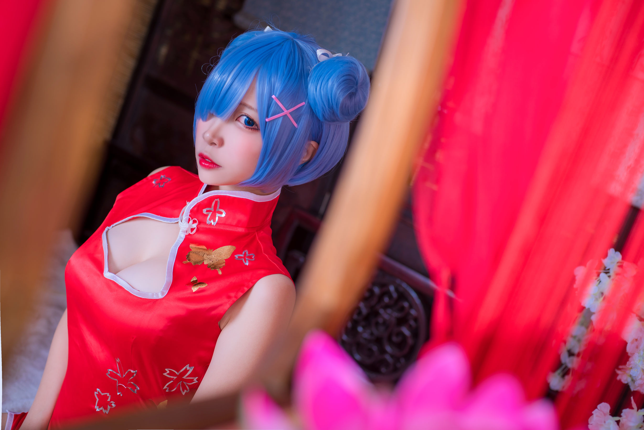 人气Coser二佐Nisa 蕾姆旗袍-图3
