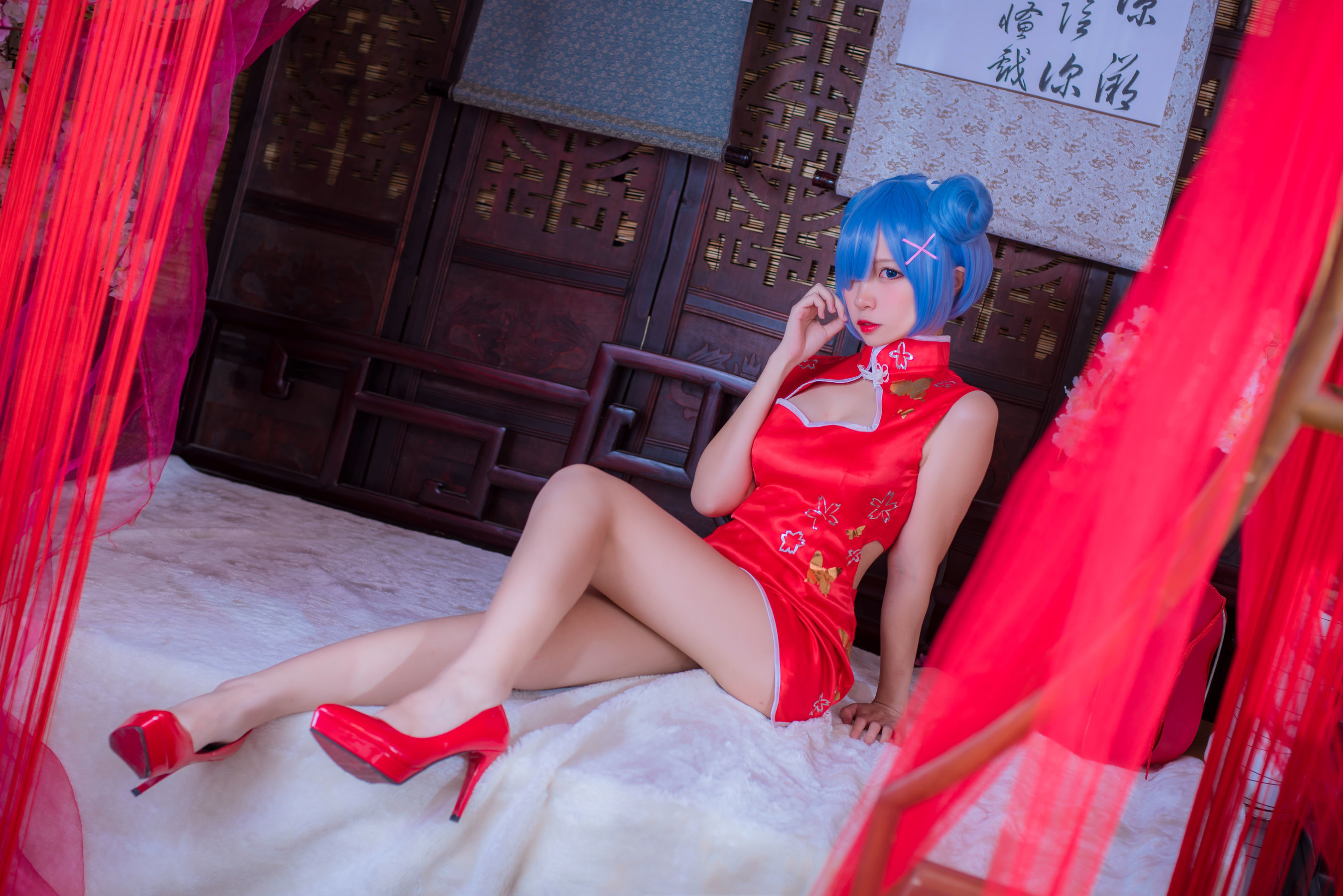 人气Coser二佐Nisa 蕾姆旗袍-图6