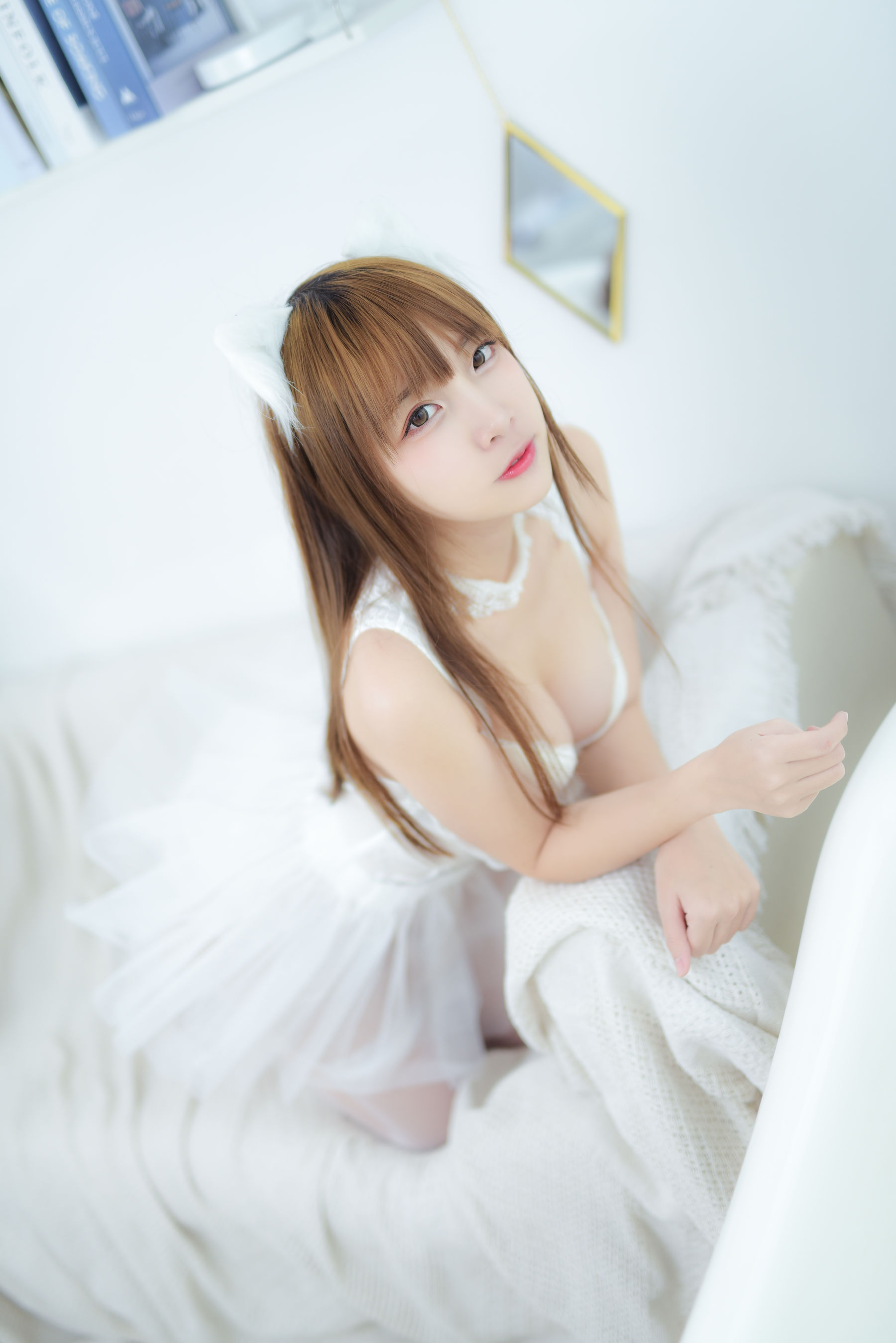 人气Coser二佐Nisa 宠物少女 私房白婚纱-图9