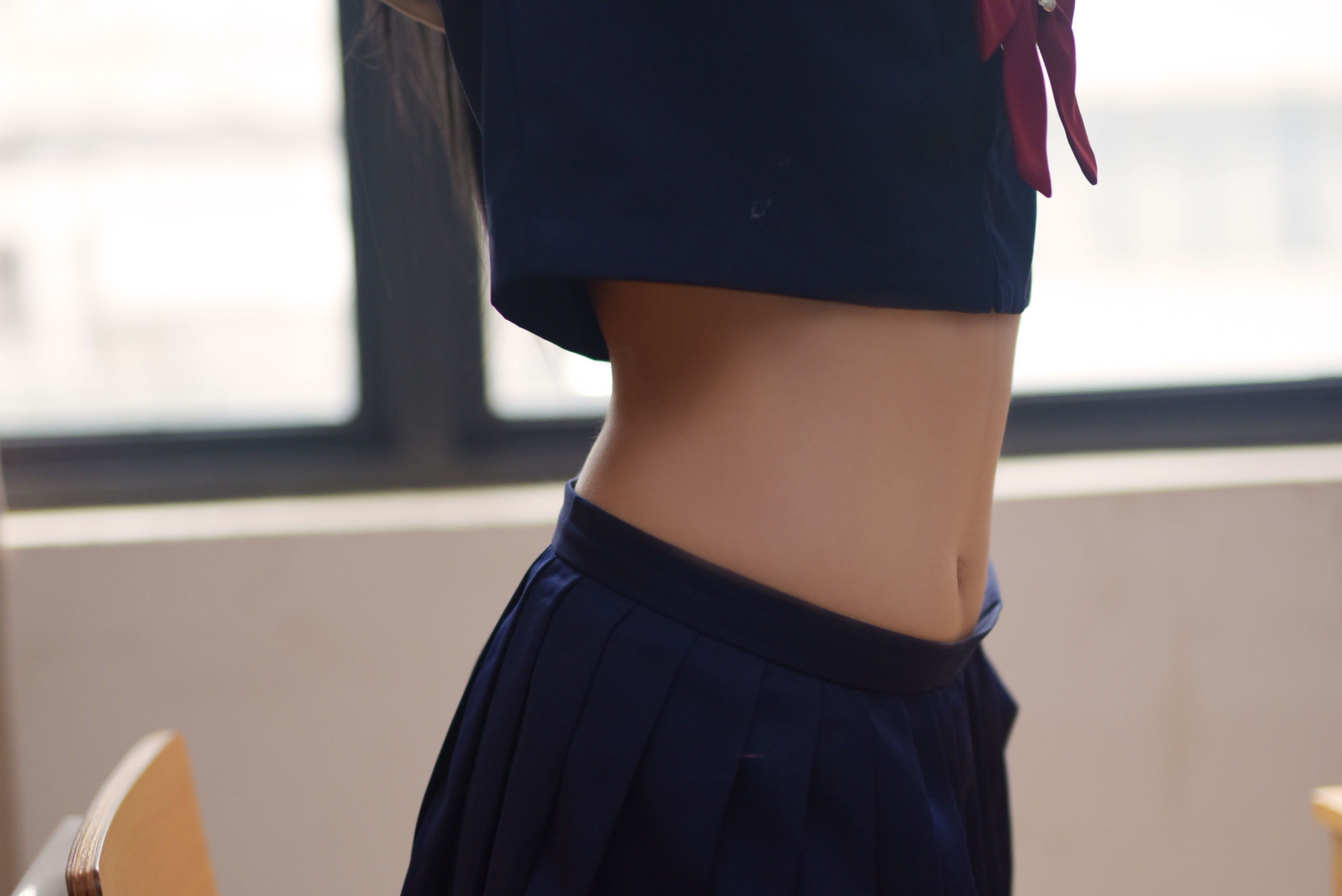 动漫博主九曲Jean JK露脐制服-图3
