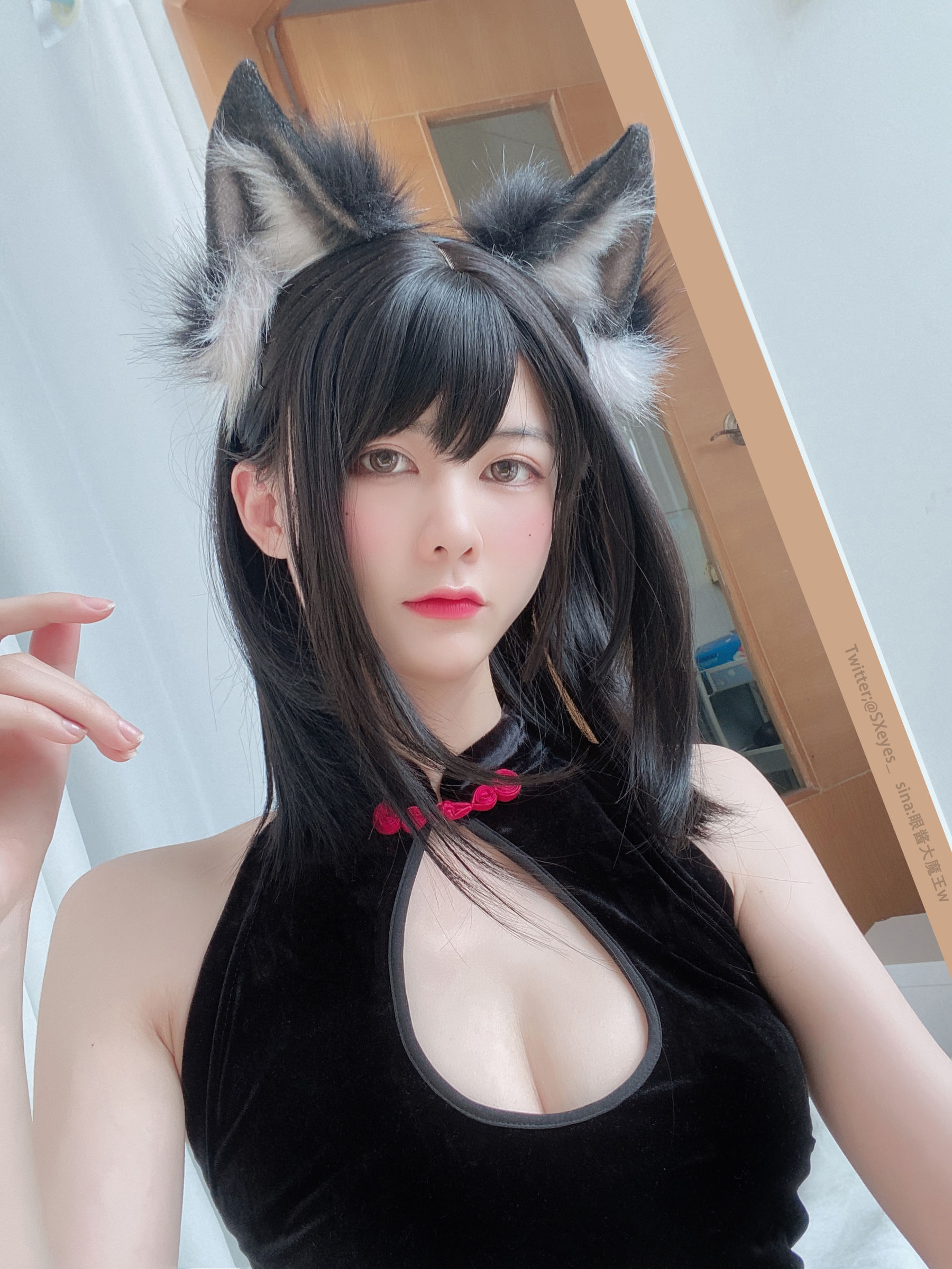 萌妹子眼酱大魔王w 黑丝旗袍-图27