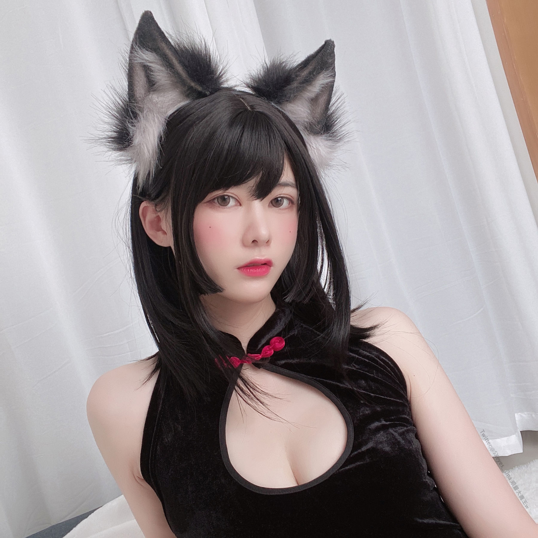 萌妹子眼酱大魔王w 黑丝旗袍-图28