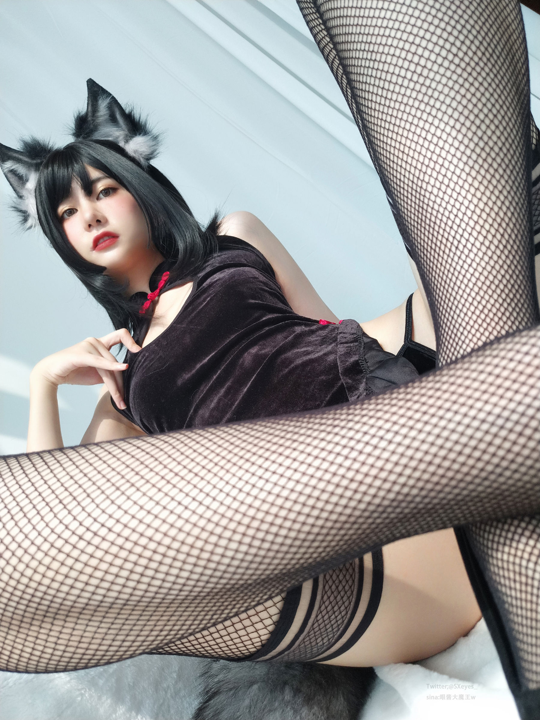 萌妹子眼酱大魔王w 黑丝旗袍-图30
