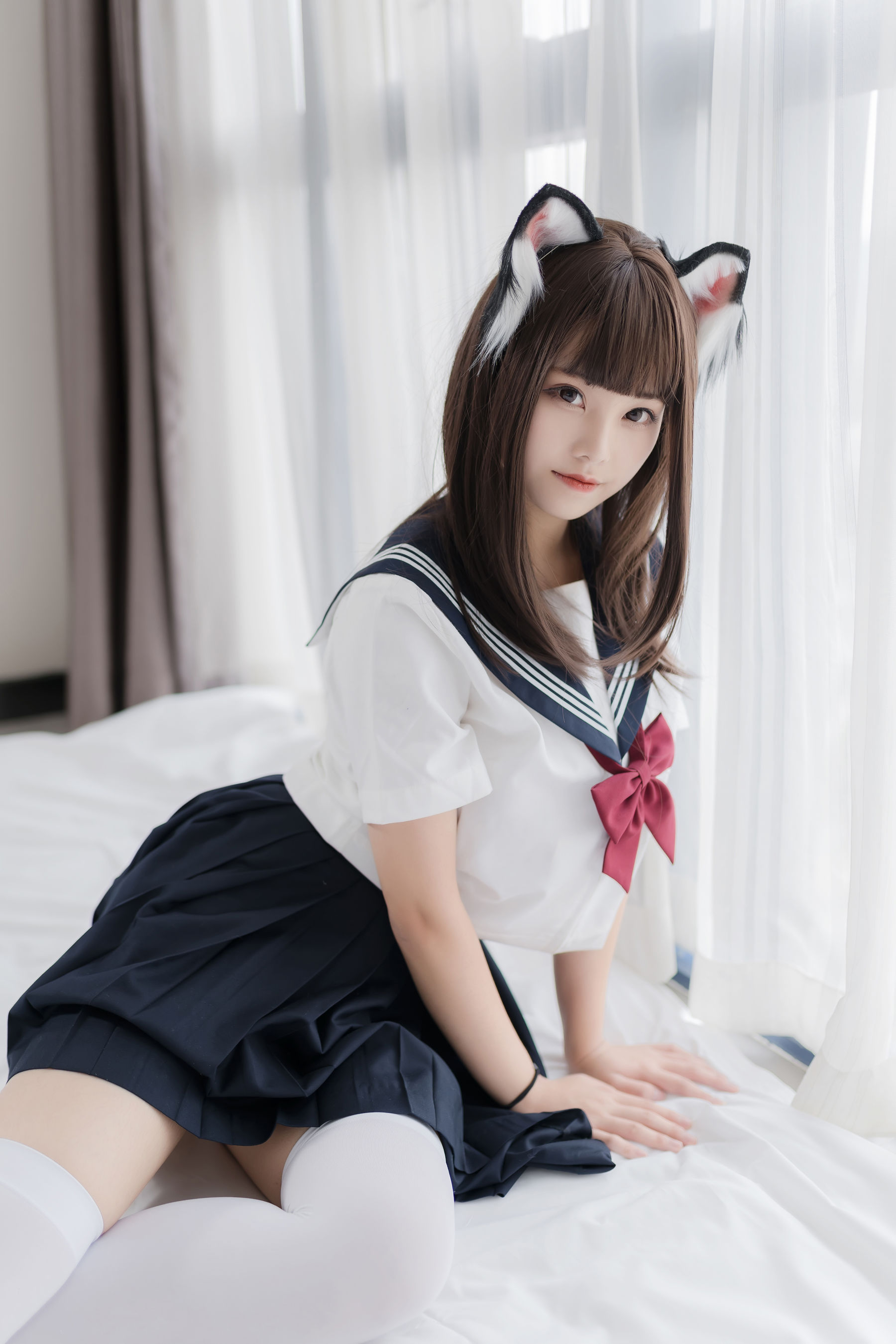 萌系小姐姐蜜汁猫裘 猫耳JK-图0