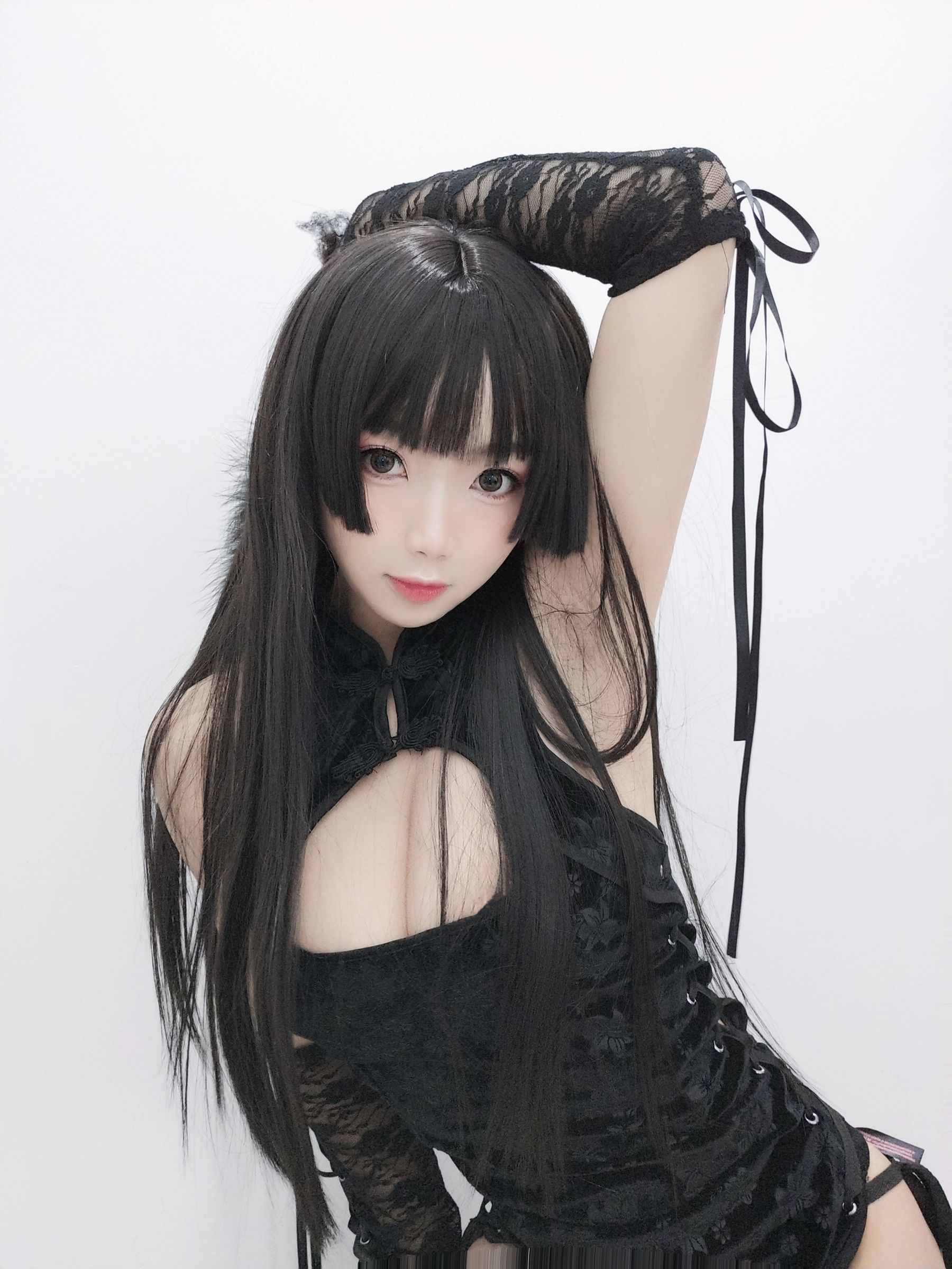 白嫩美少女鬼畜瑶 黑色旗袍-图14