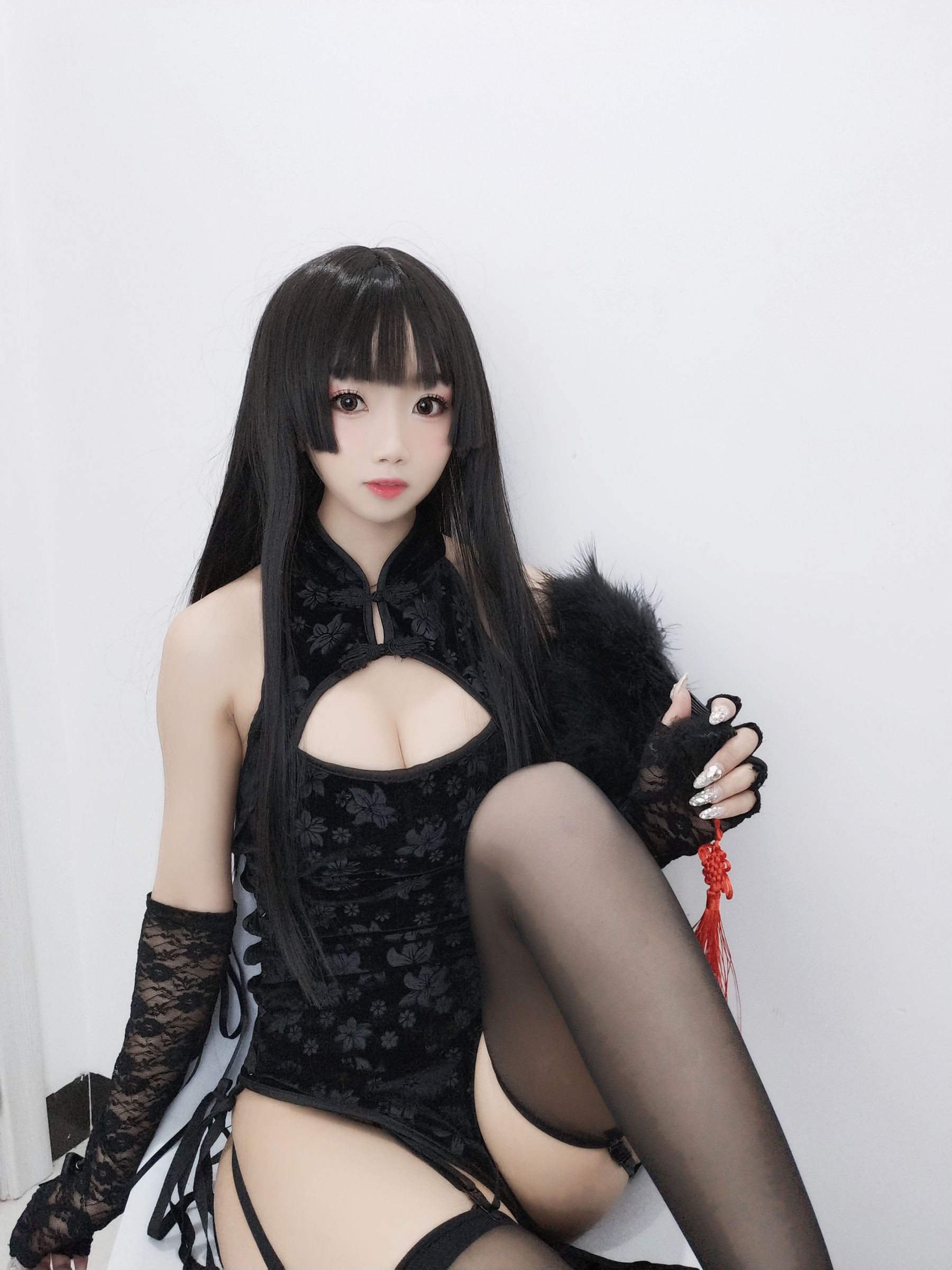 白嫩美少女鬼畜瑶 黑色旗袍-图19