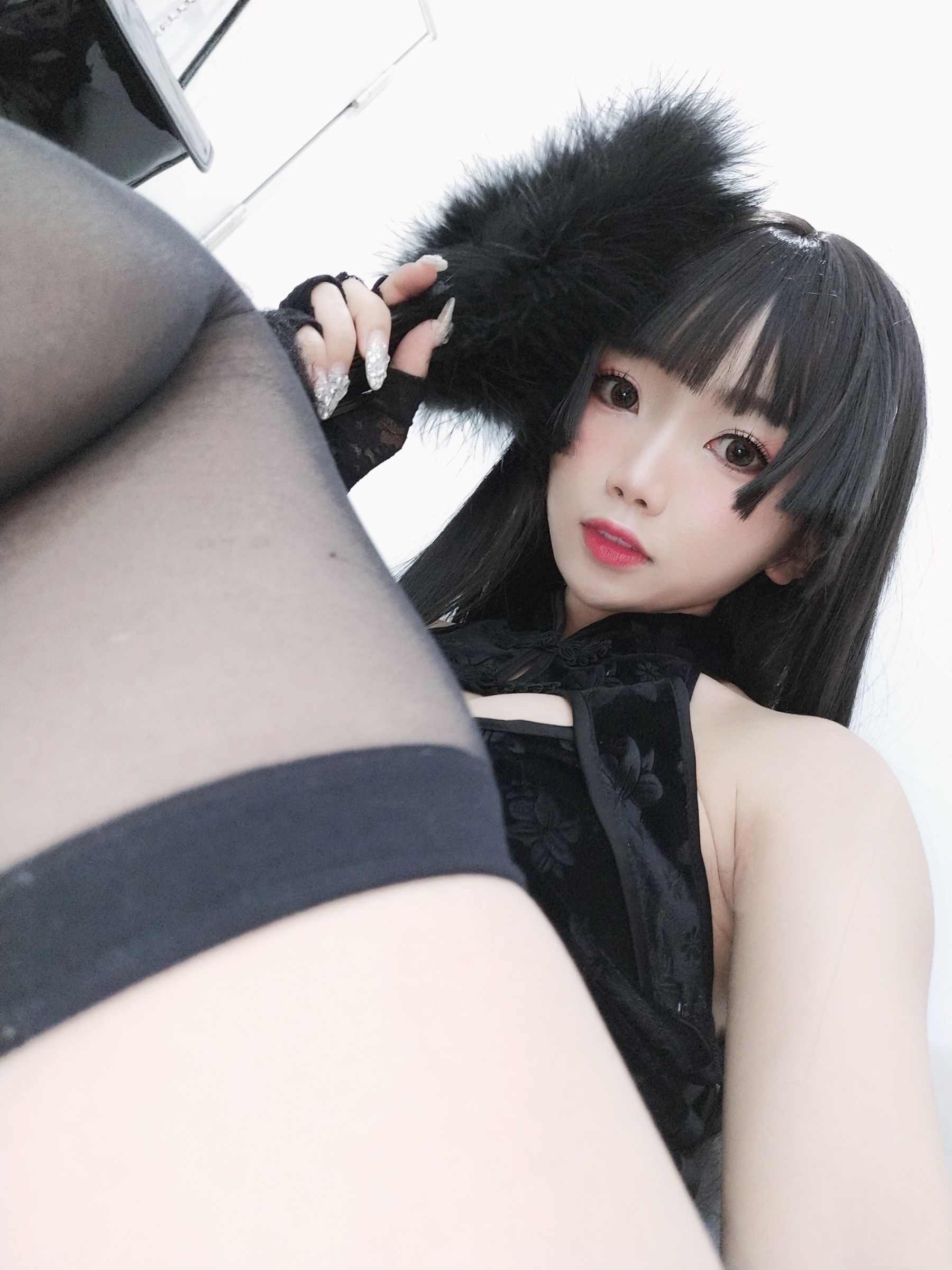 白嫩美少女鬼畜瑶 黑色旗袍-图48