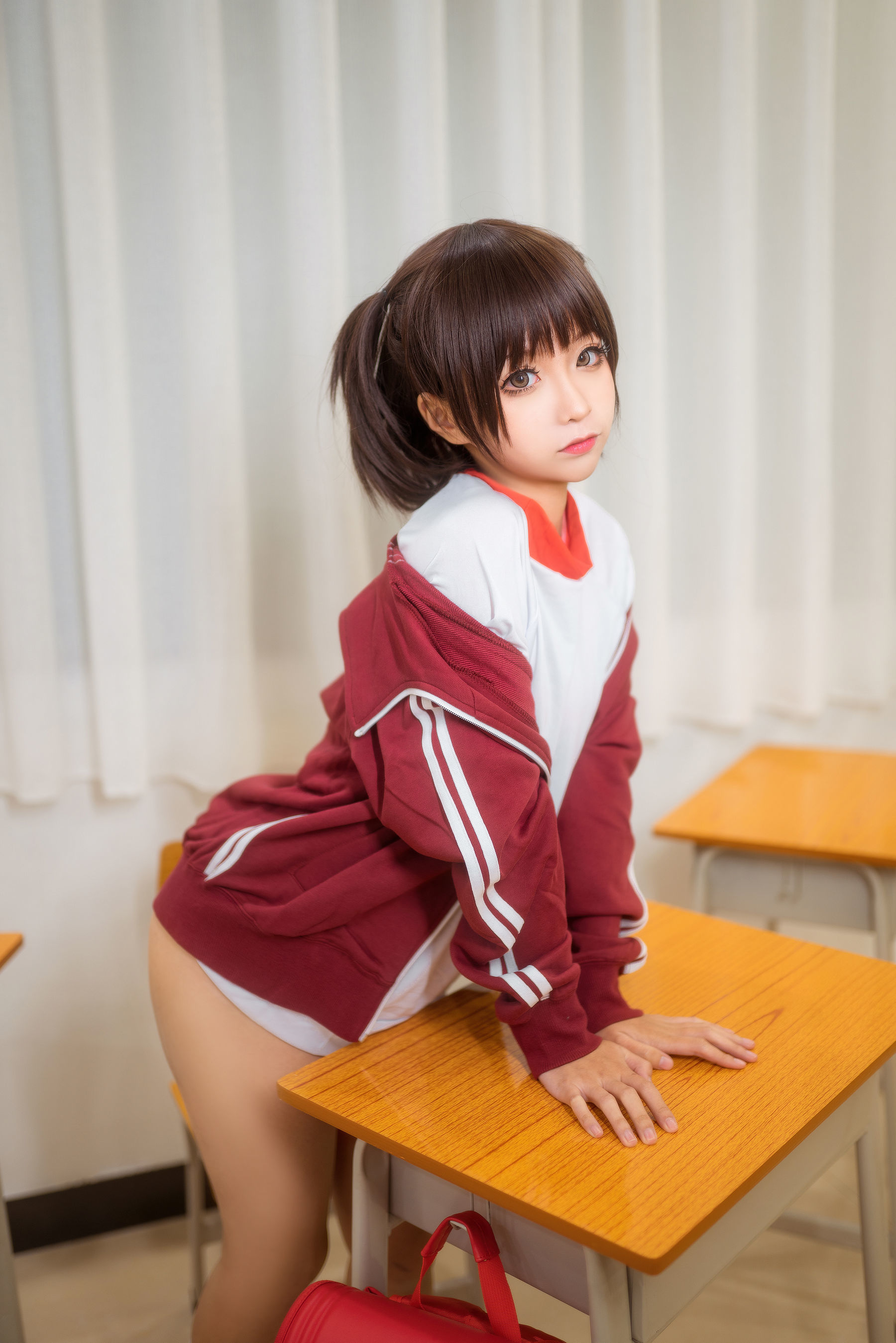 动漫博主蠢沫沫 红体操服-图0