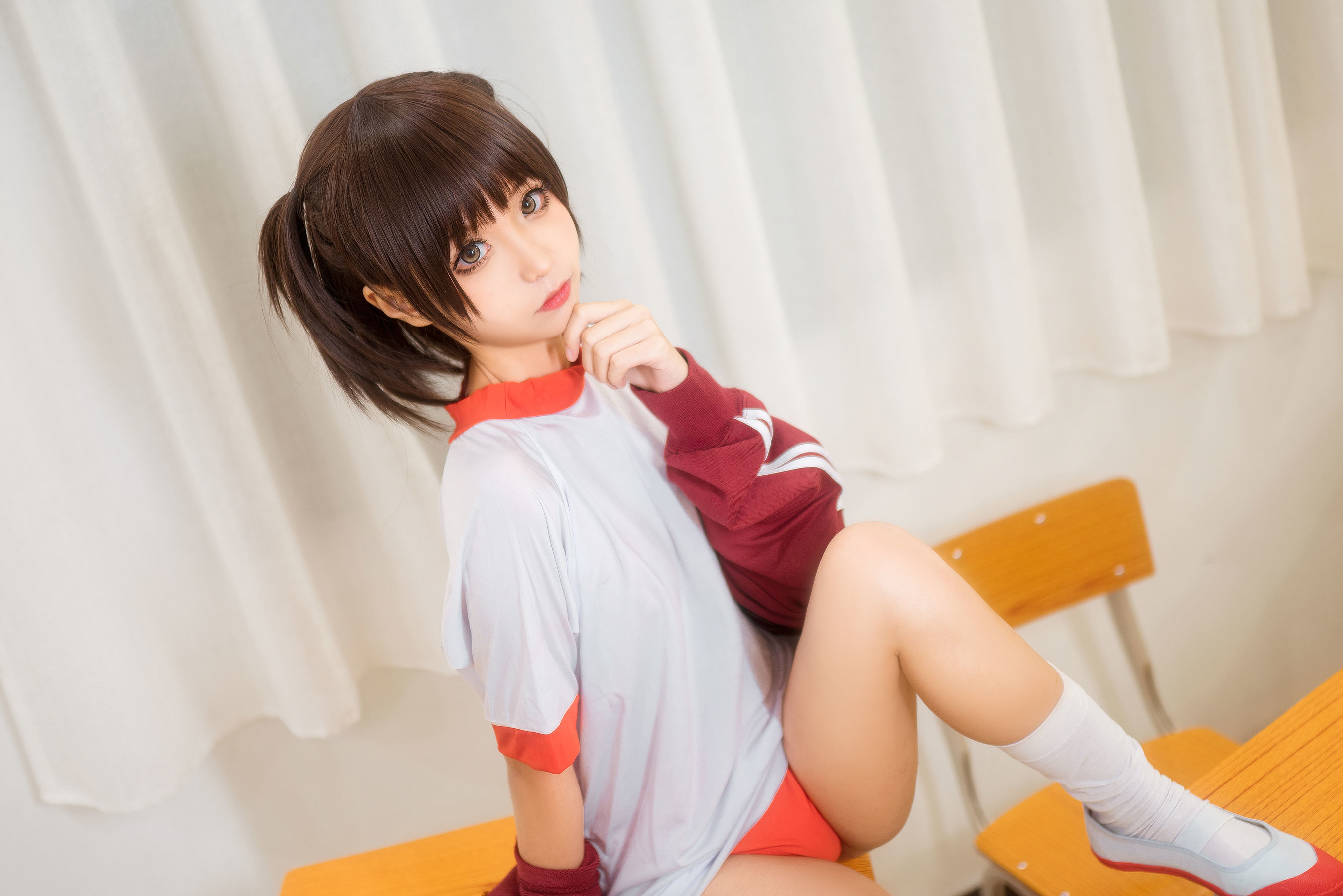 动漫博主蠢沫沫 红体操服-图12