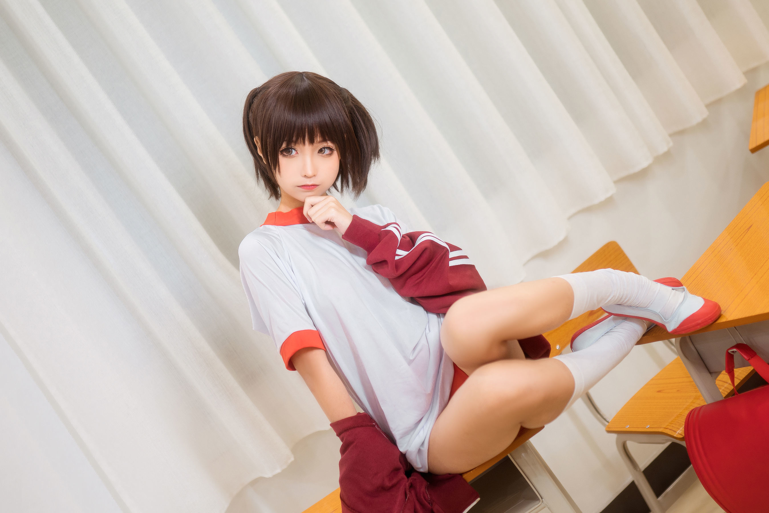 动漫博主蠢沫沫 红体操服-图13