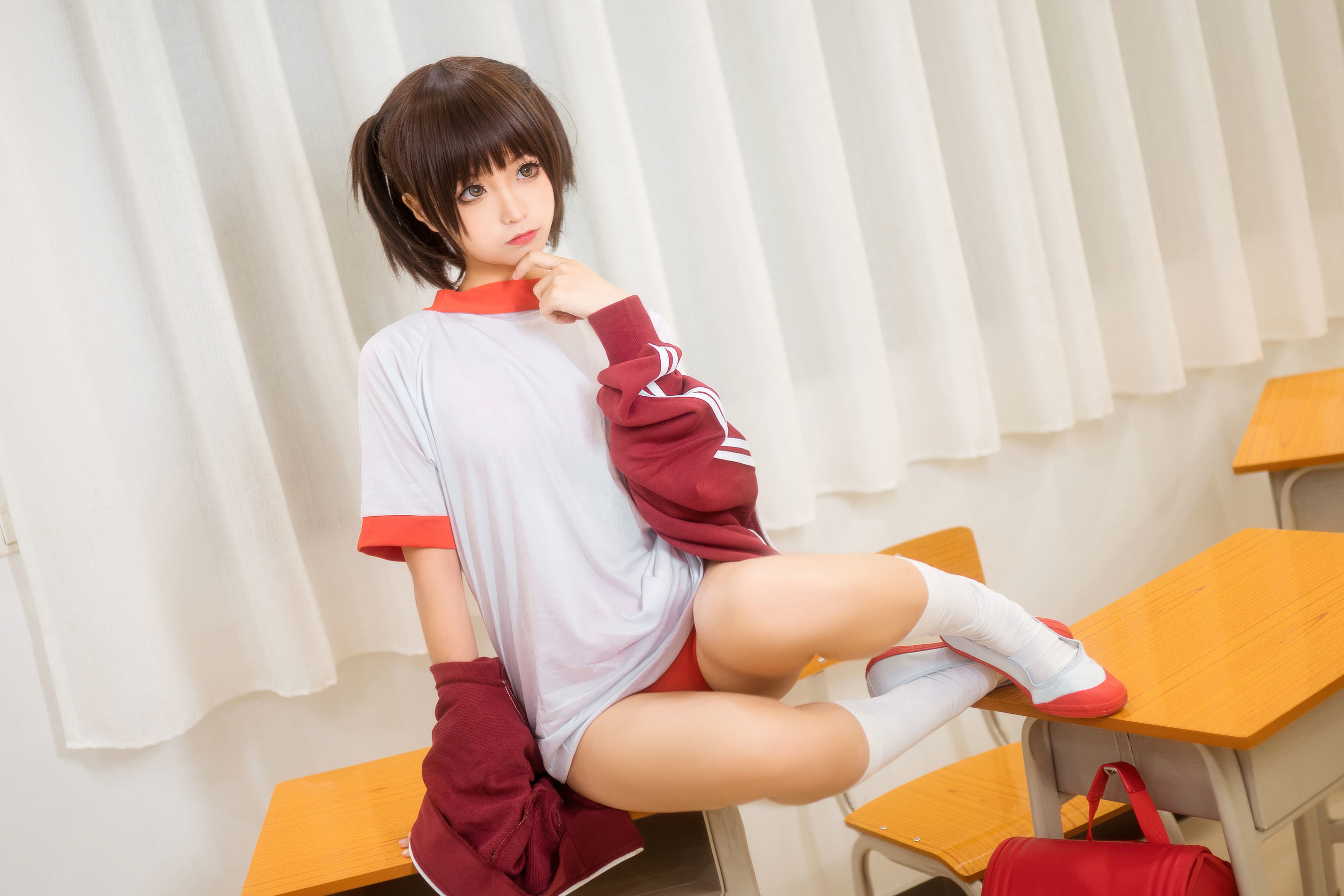 动漫博主蠢沫沫 红体操服-图14