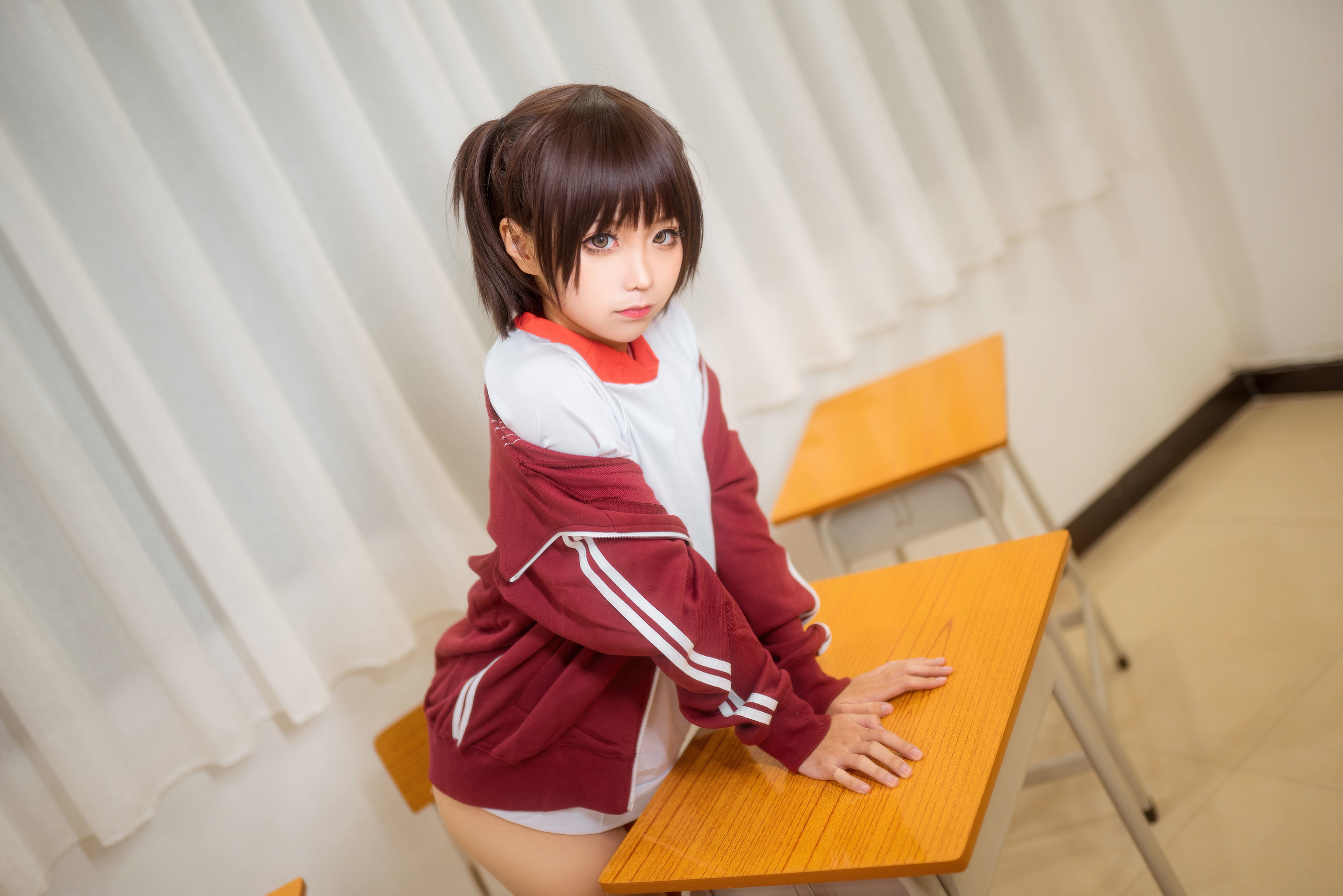 动漫博主蠢沫沫 红体操服-图1