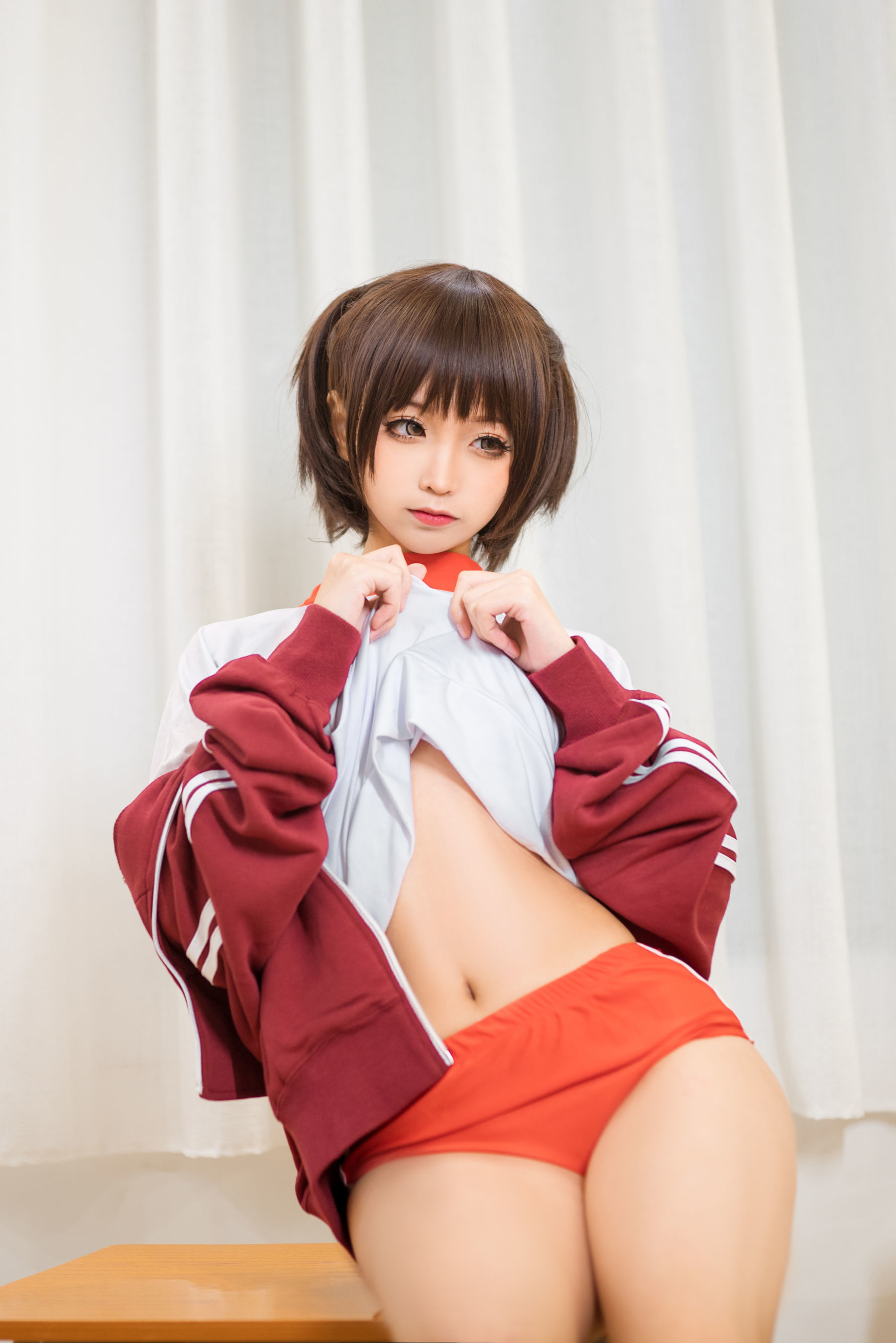 动漫博主蠢沫沫 红体操服-图22