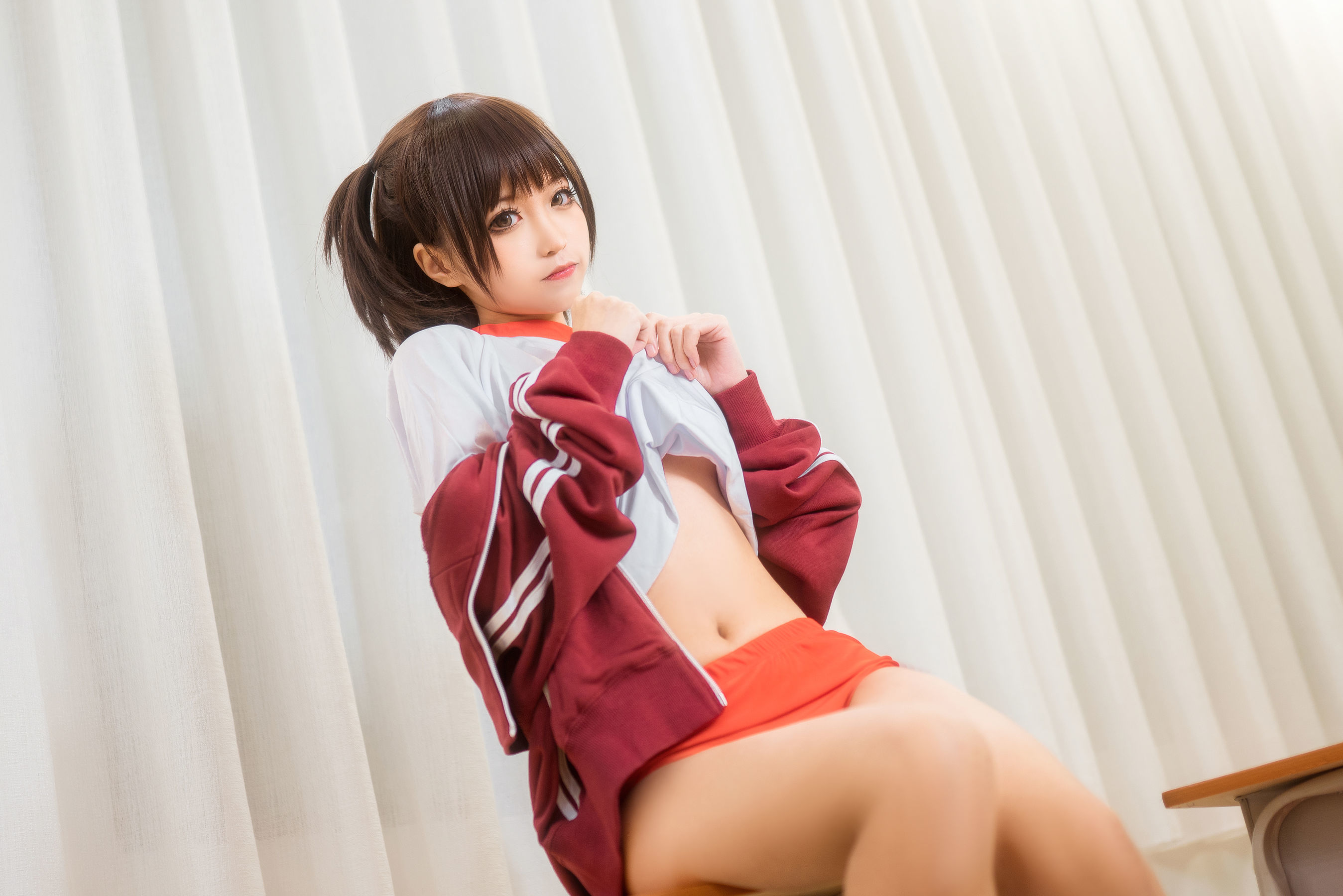 动漫博主蠢沫沫 红体操服-图23