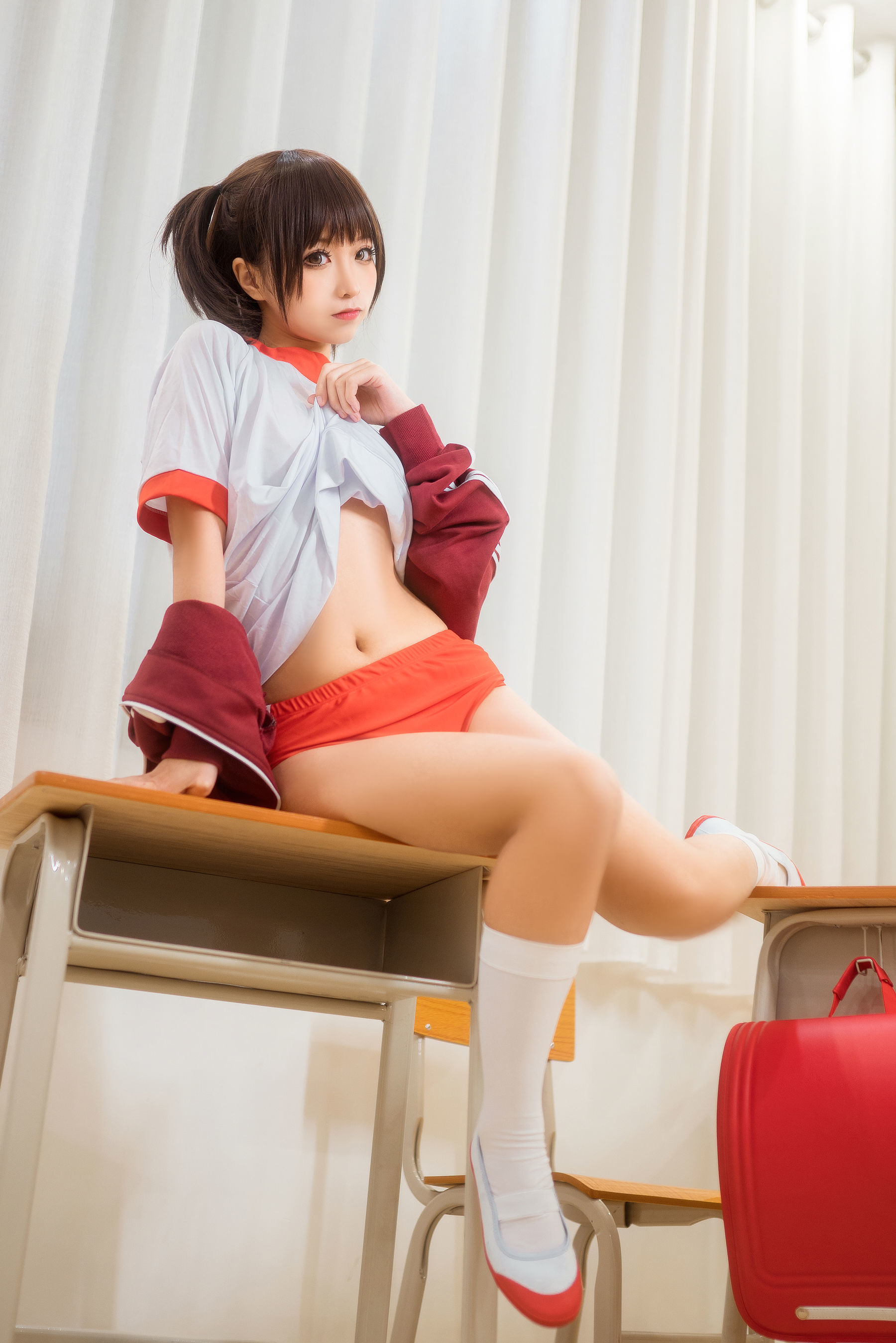 动漫博主蠢沫沫 红体操服-图25