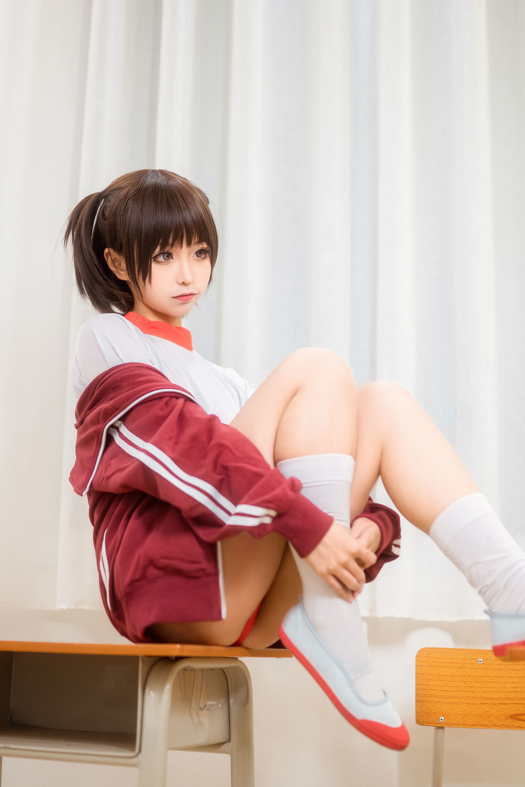 动漫博主蠢沫沫 红体操服-图3