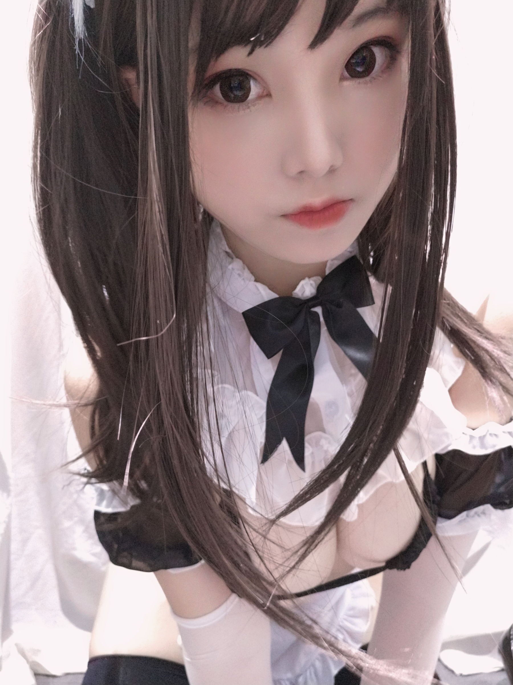 萌系小姐姐蜜汁猫裘 黑白女仆-图0