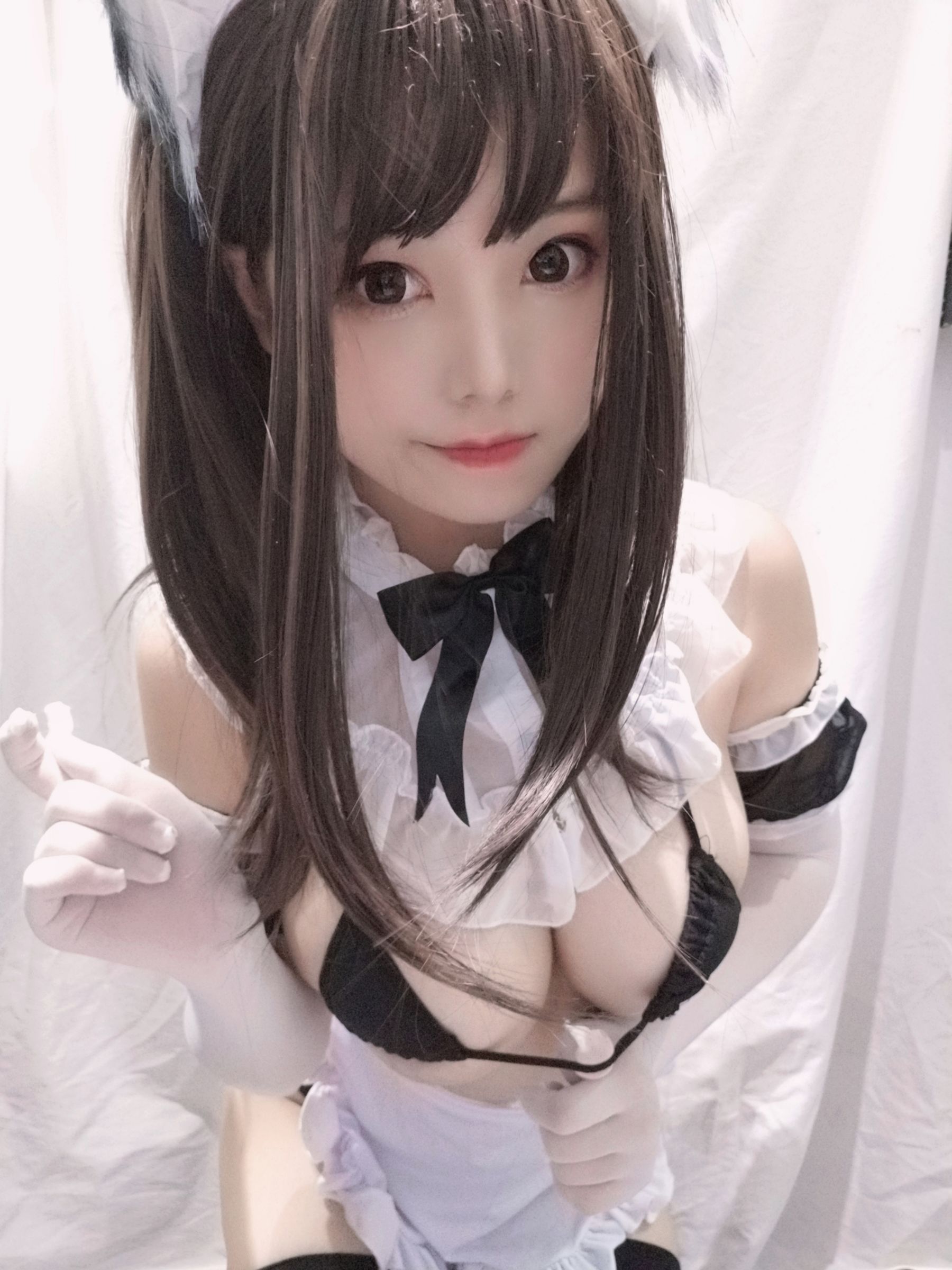 萌系小姐姐蜜汁猫裘 黑白女仆-图12