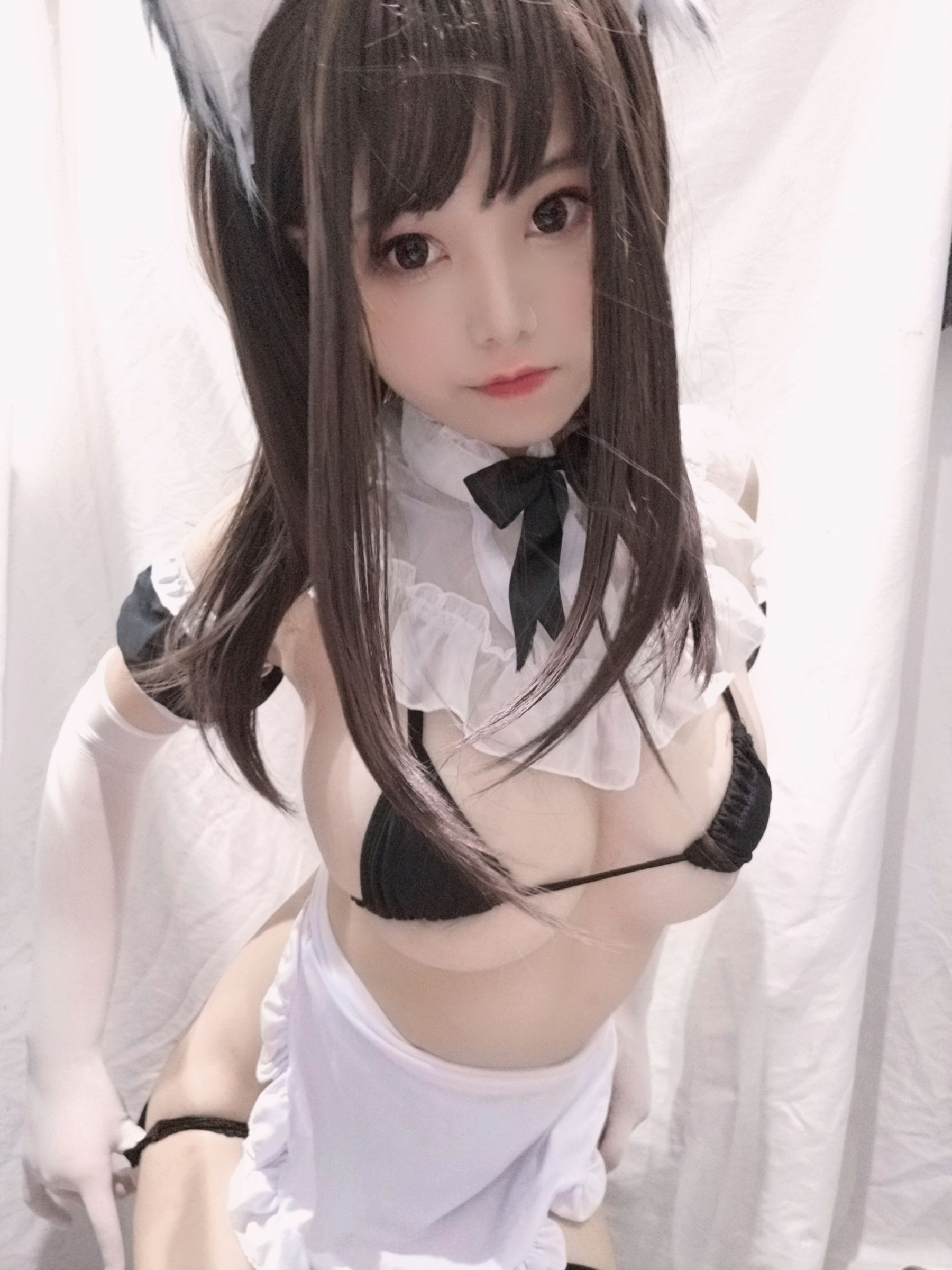 萌系小姐姐蜜汁猫裘 黑白女仆-图14