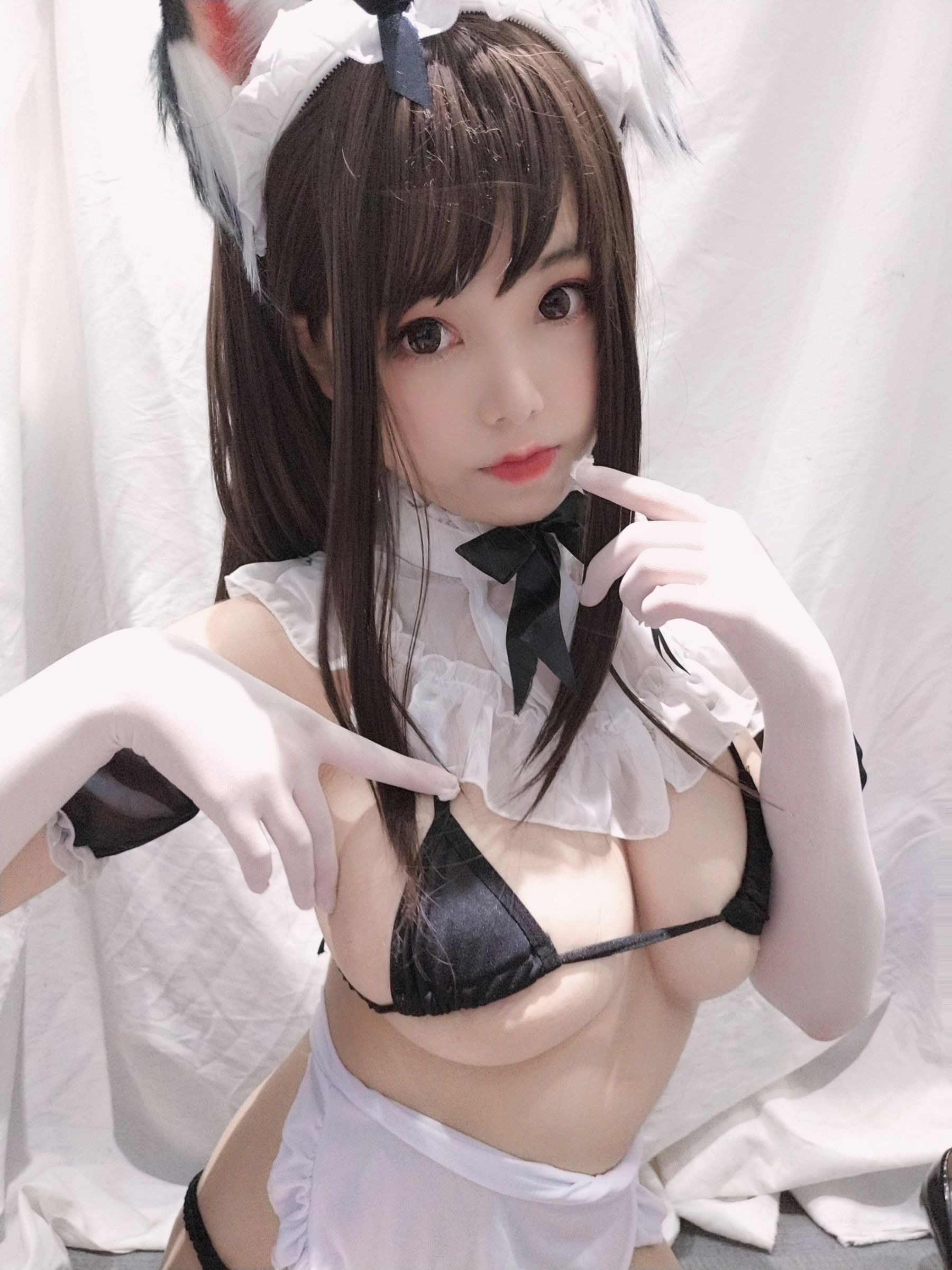 萌系小姐姐蜜汁猫裘 黑白女仆-图16