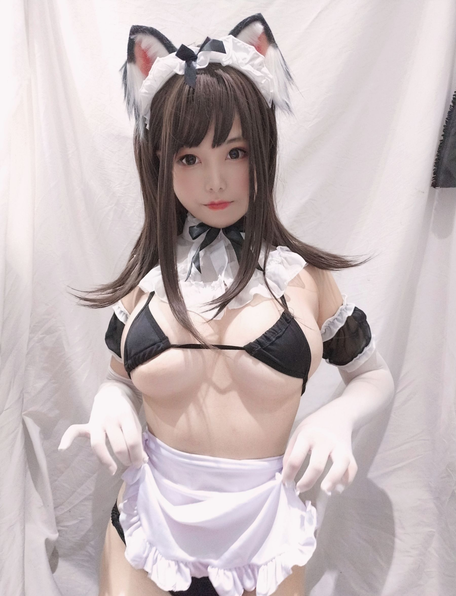 萌系小姐姐蜜汁猫裘 黑白女仆-图3