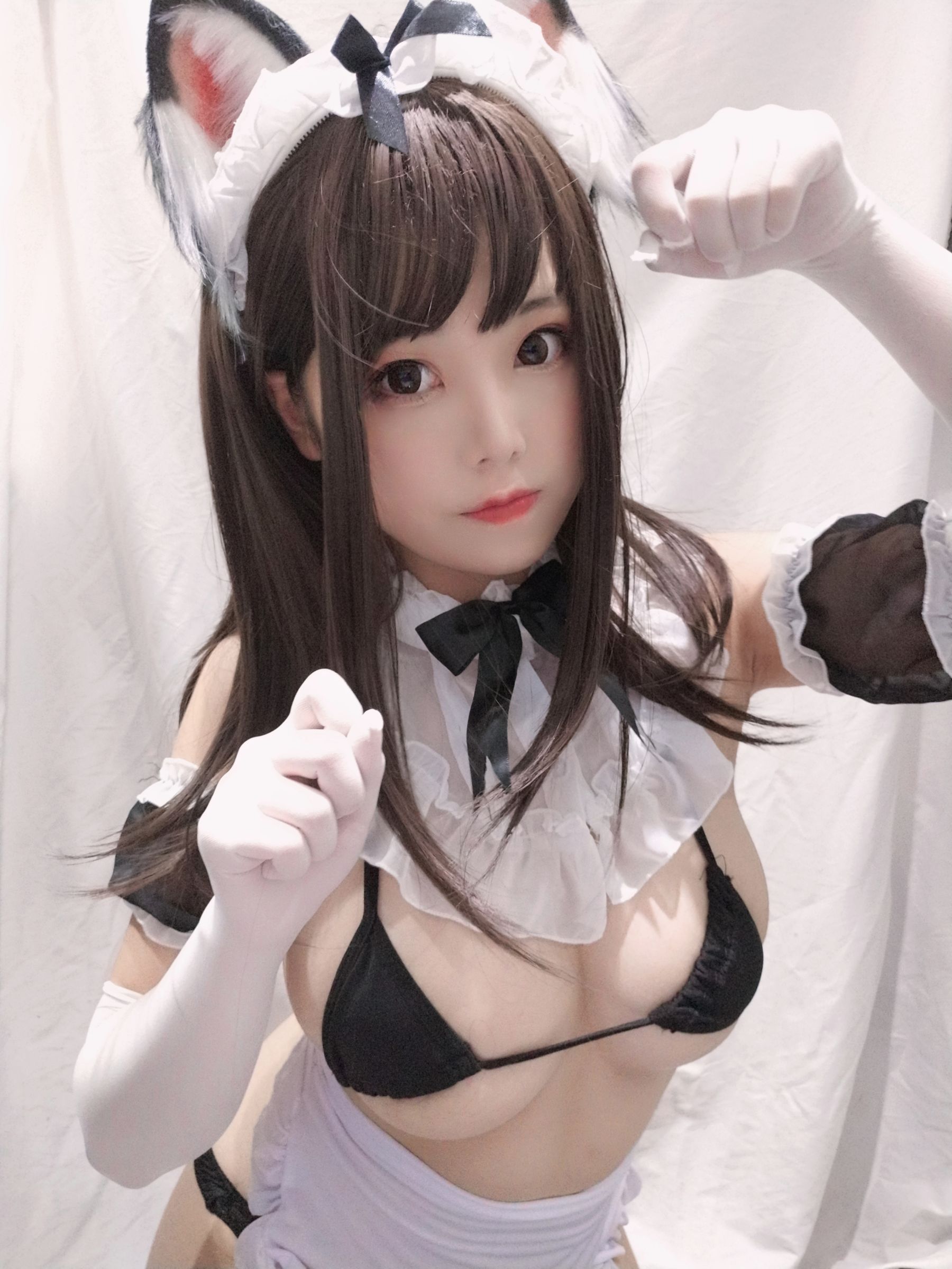 萌系小姐姐蜜汁猫裘 黑白女仆-图6