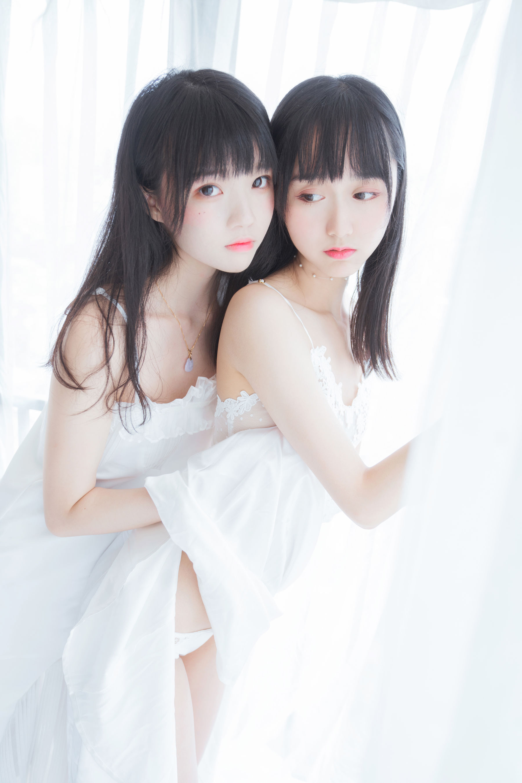 萌系小姐姐木绵绵OwO&桜桃喵 朝(白裙×白裙)-图11