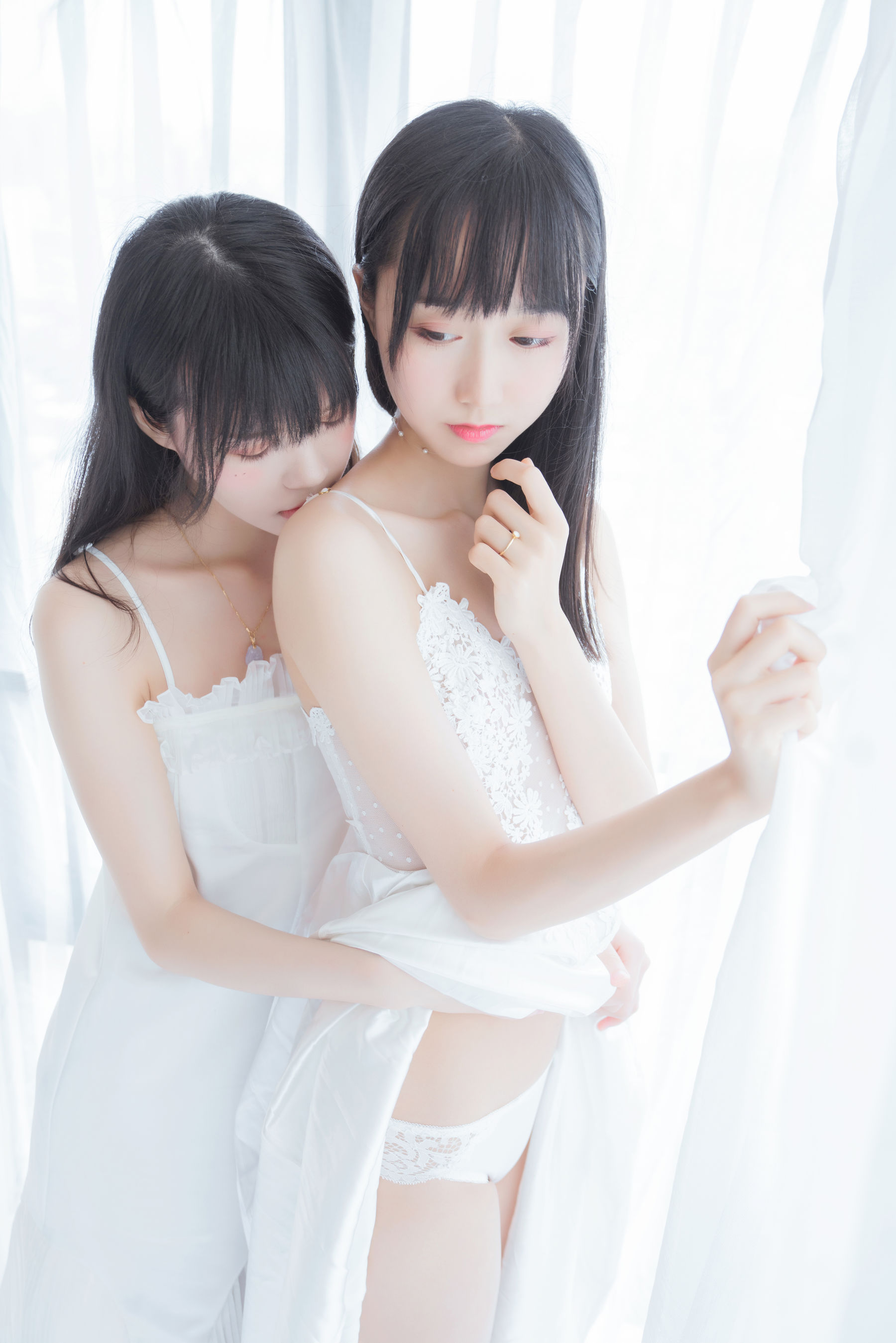 萌系小姐姐木绵绵OwO&桜桃喵 朝(白裙×白裙)-图12