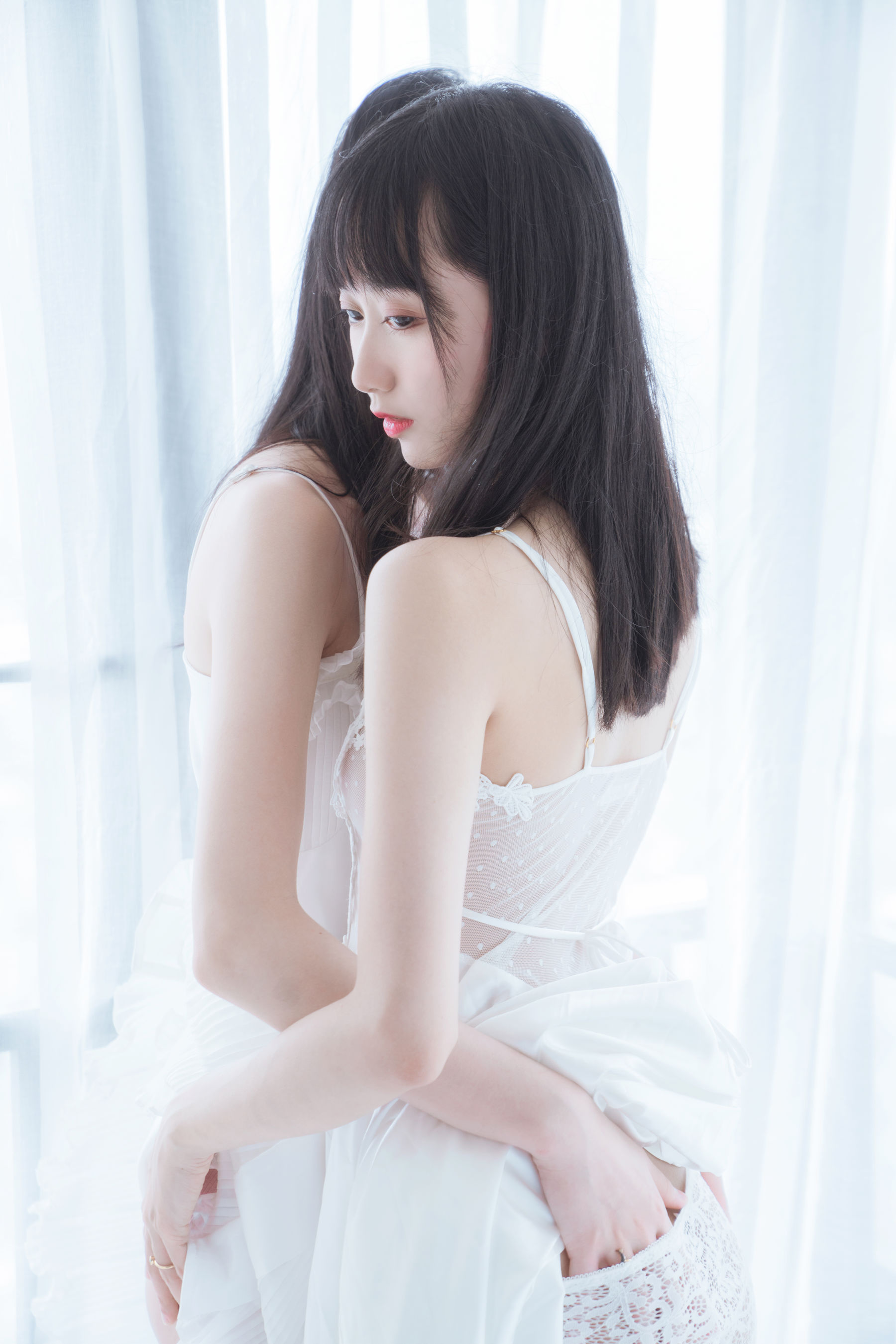 萌系小姐姐木绵绵OwO&桜桃喵 朝(白裙×白裙)-图19