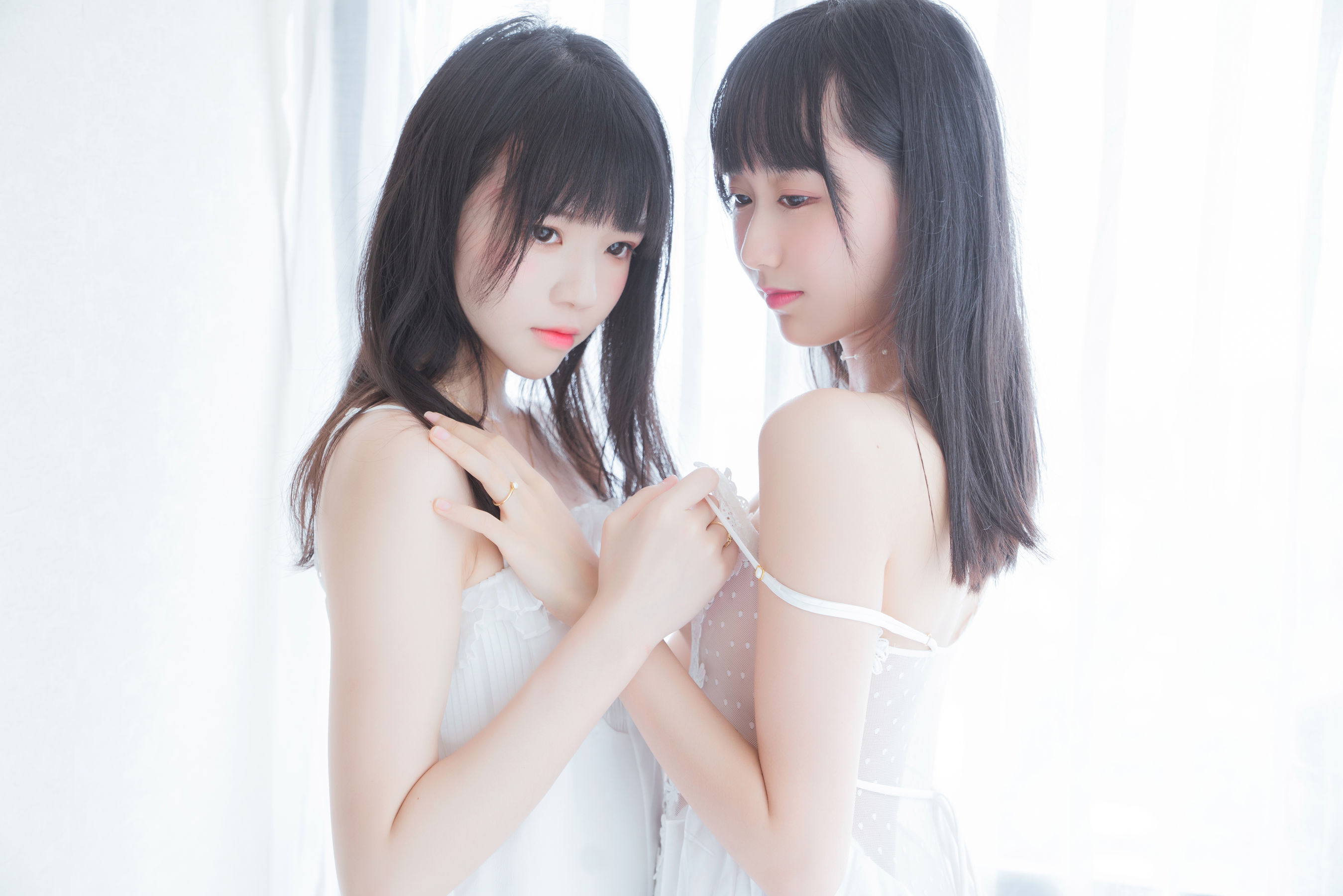 萌系小姐姐木绵绵OwO&桜桃喵 朝(白裙×白裙)-图24