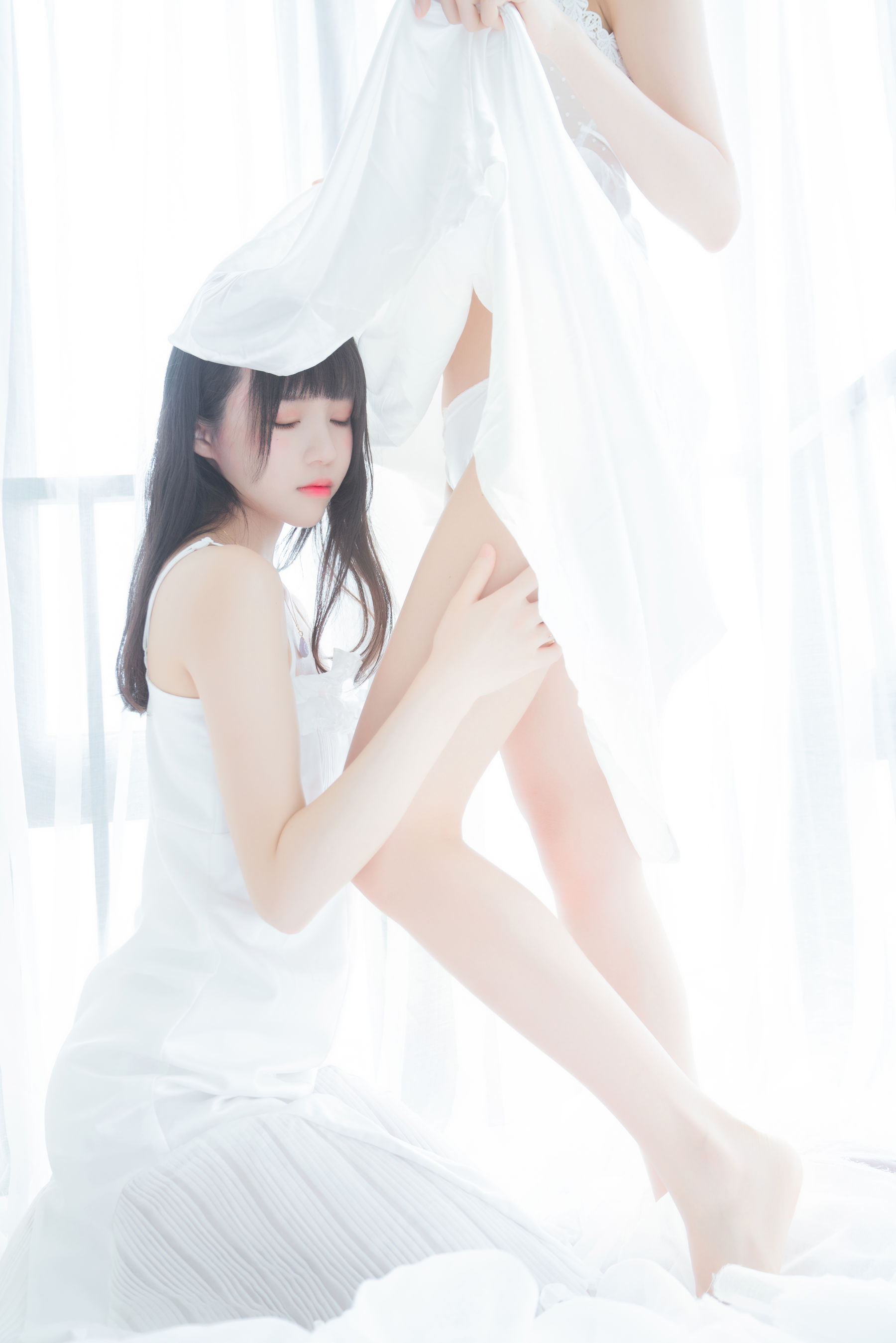 萌系小姐姐木绵绵OwO&桜桃喵 朝(白裙×白裙)-图27