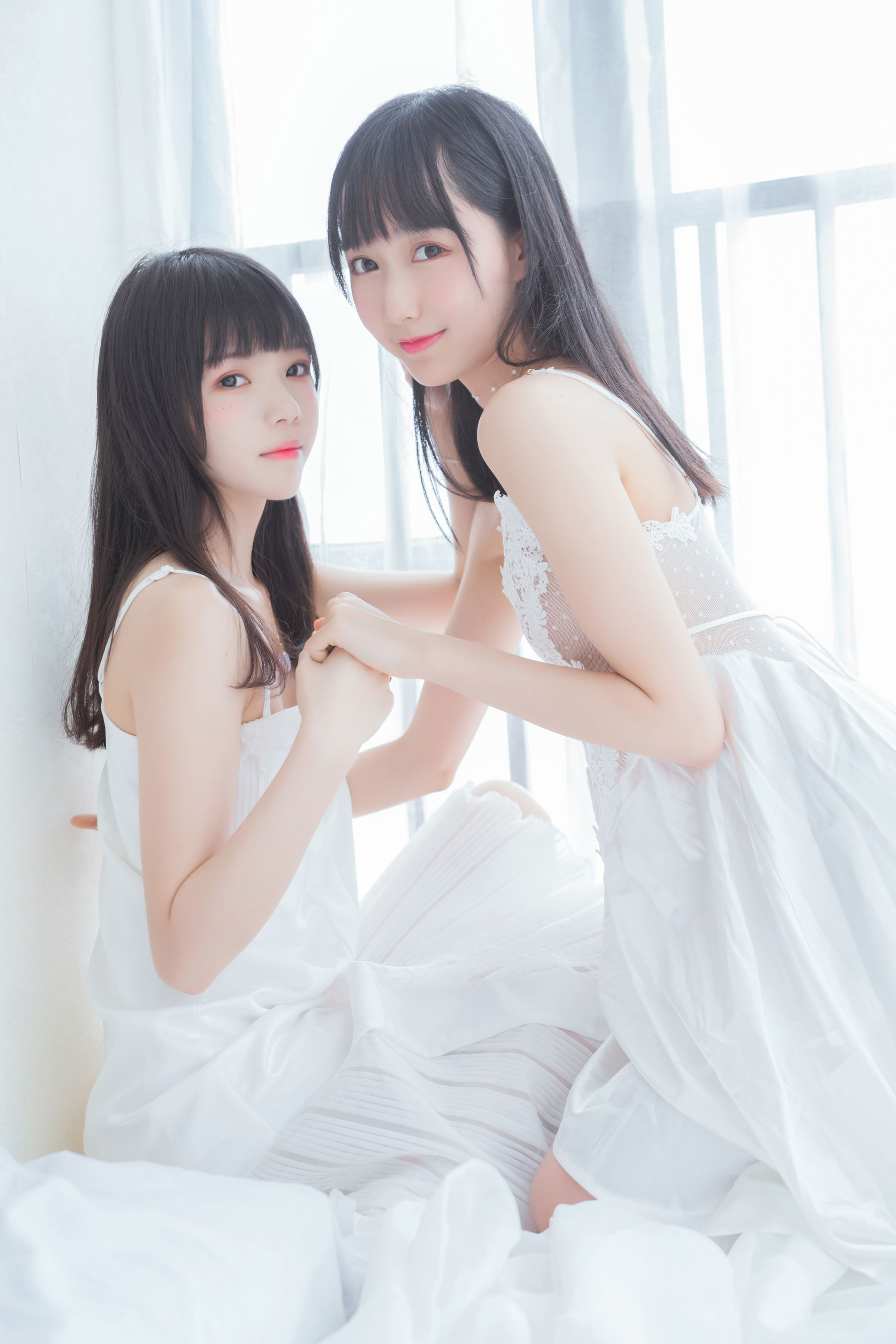 萌系小姐姐木绵绵OwO&桜桃喵 朝(白裙×白裙)-图35