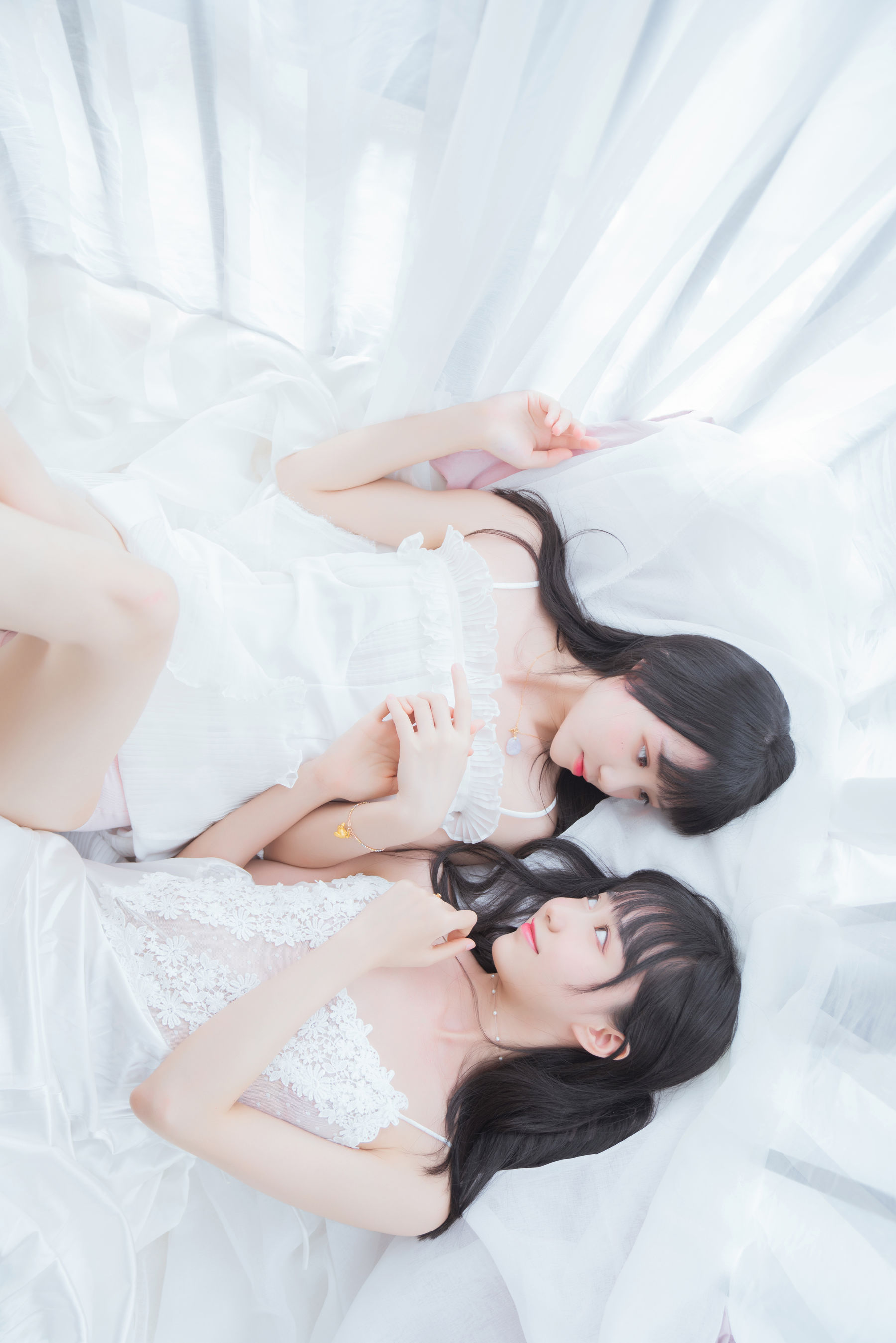 萌系小姐姐木绵绵OwO&桜桃喵 朝(白裙×白裙)-图38