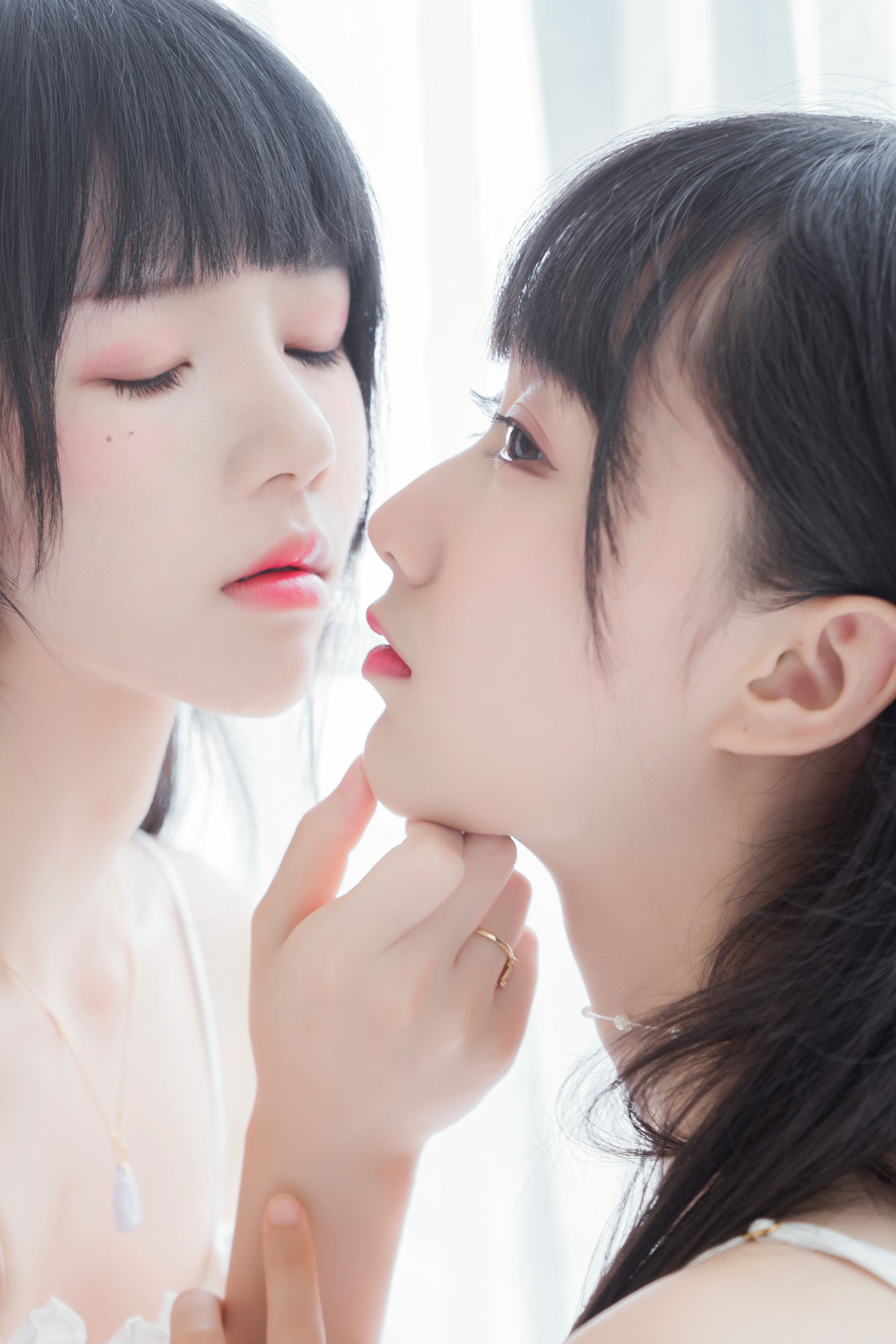 萌系小姐姐木绵绵OwO&桜桃喵 朝(白裙×白裙)-图3