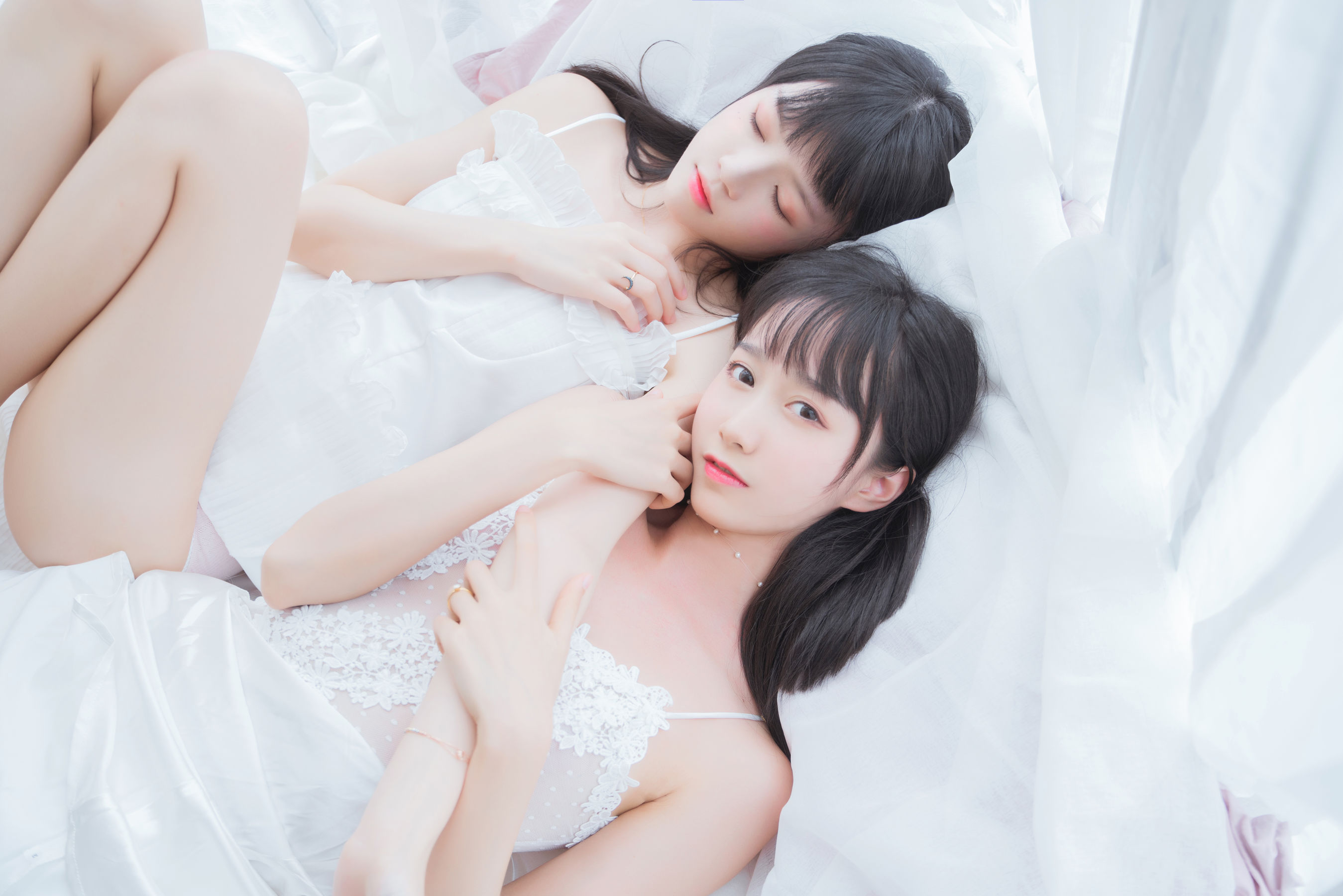 萌系小姐姐木绵绵OwO&桜桃喵 朝(白裙×白裙)-图42