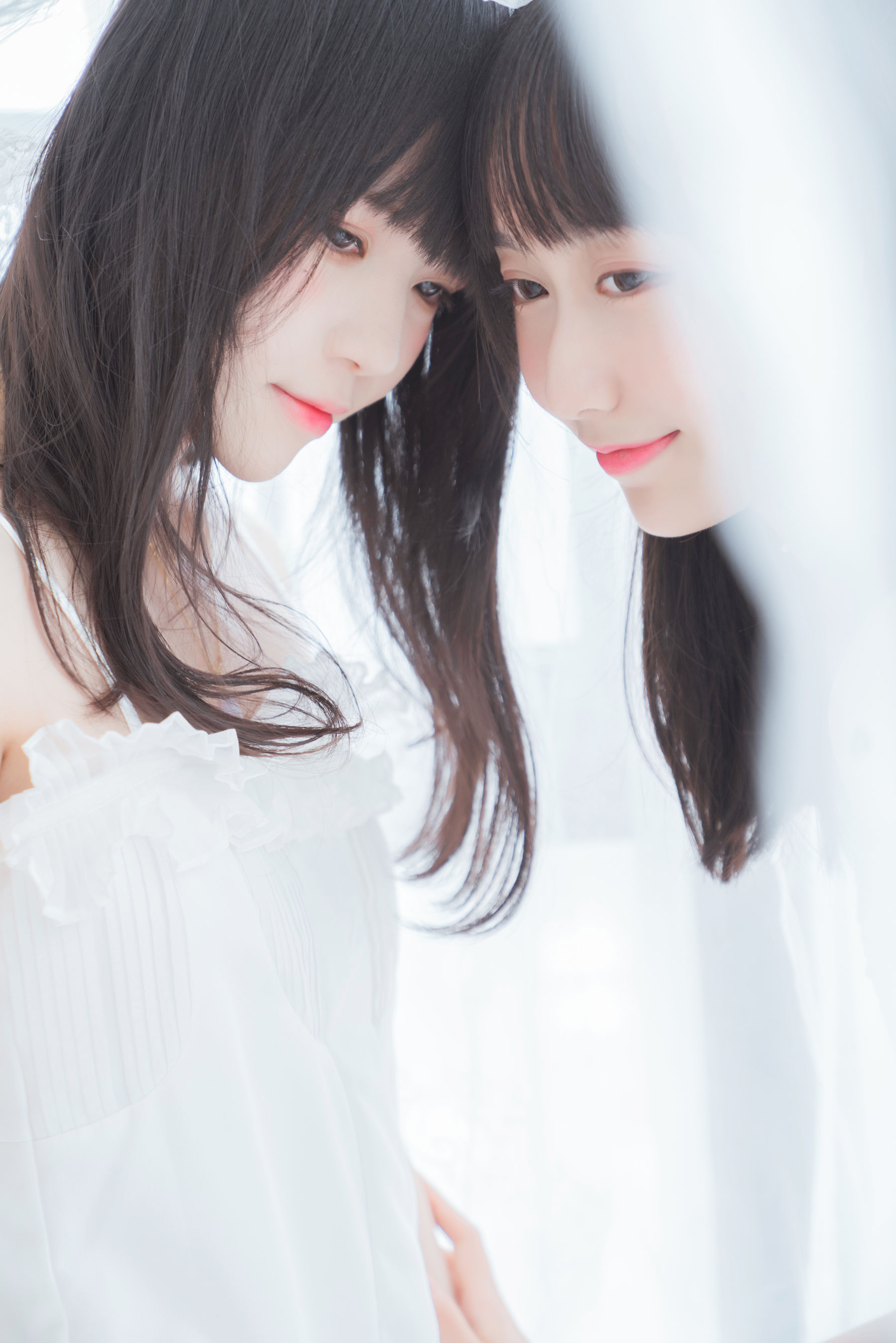 萌系小姐姐木绵绵OwO&桜桃喵 朝(白裙×白裙)-图49