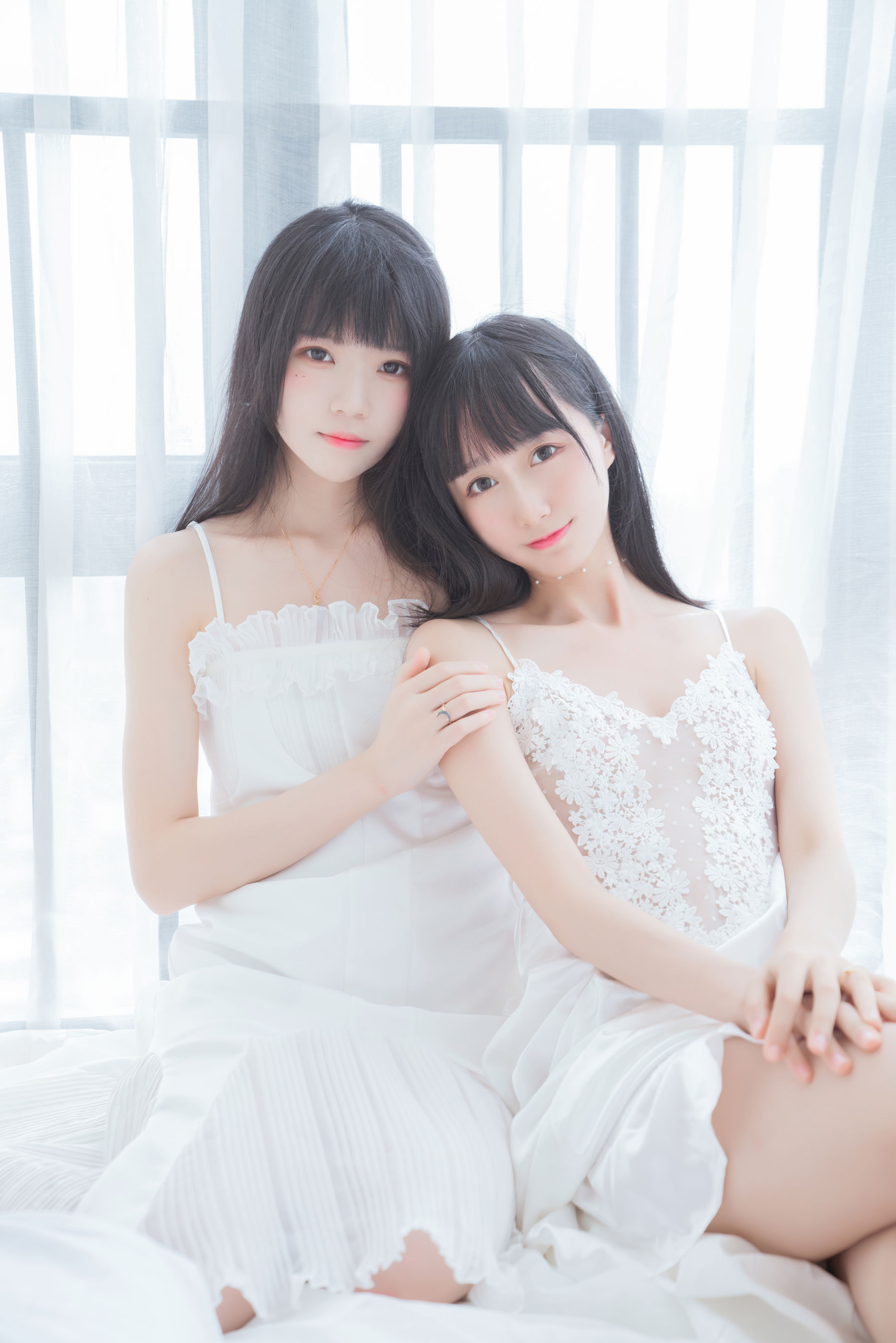 萌系小姐姐木绵绵OwO&桜桃喵 朝(白裙×白裙)-图51