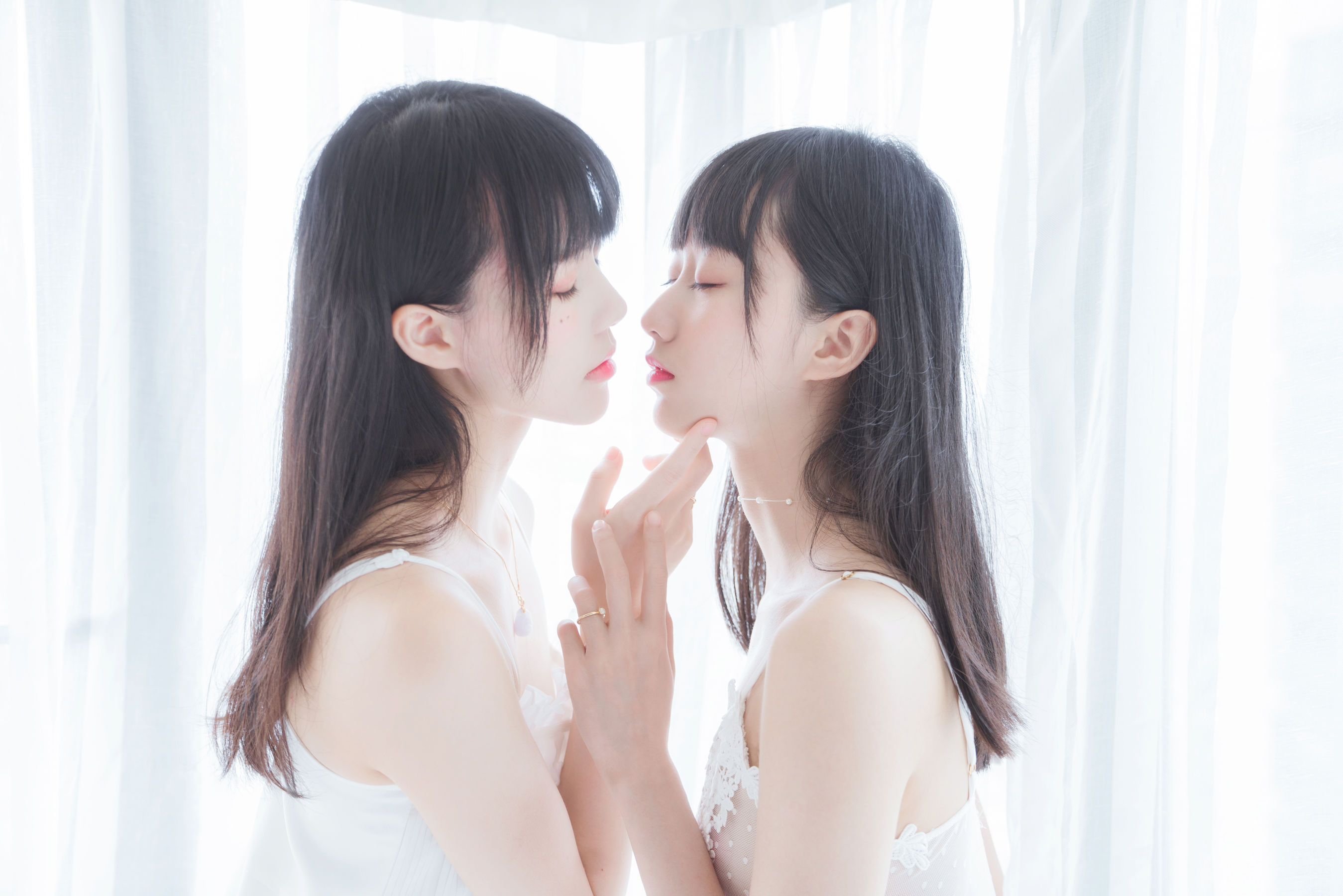 萌系小姐姐木绵绵OwO&桜桃喵 朝(白裙×白裙)-图5