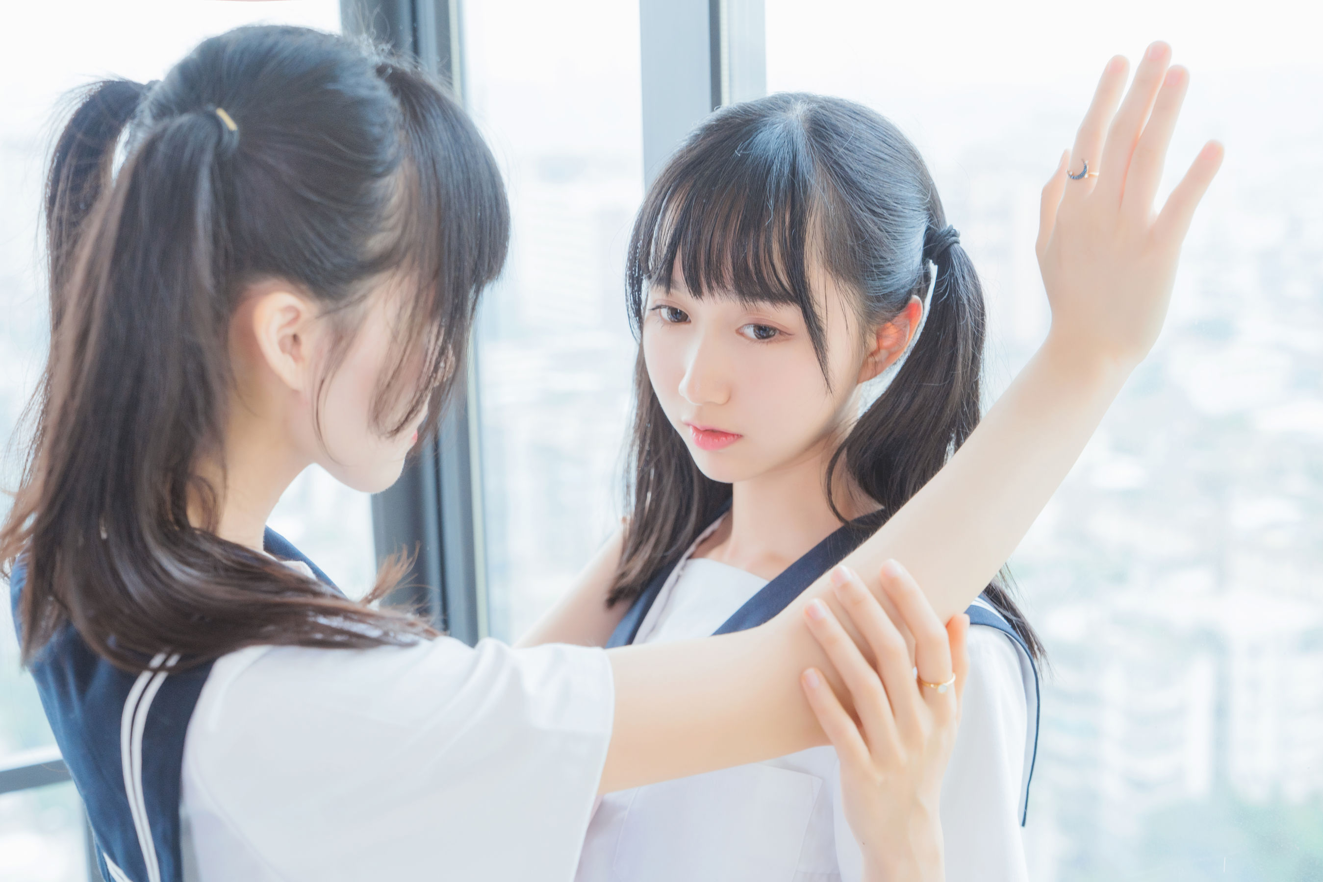 萌系小姐姐木绵绵OwO&桜桃喵 她(制服×制服)-图2