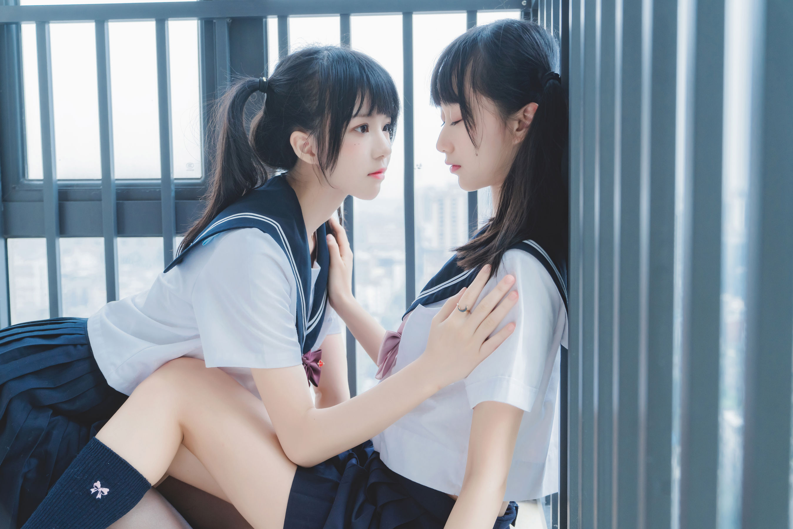 萌系小姐姐木绵绵OwO&桜桃喵 她(制服×制服)-图30