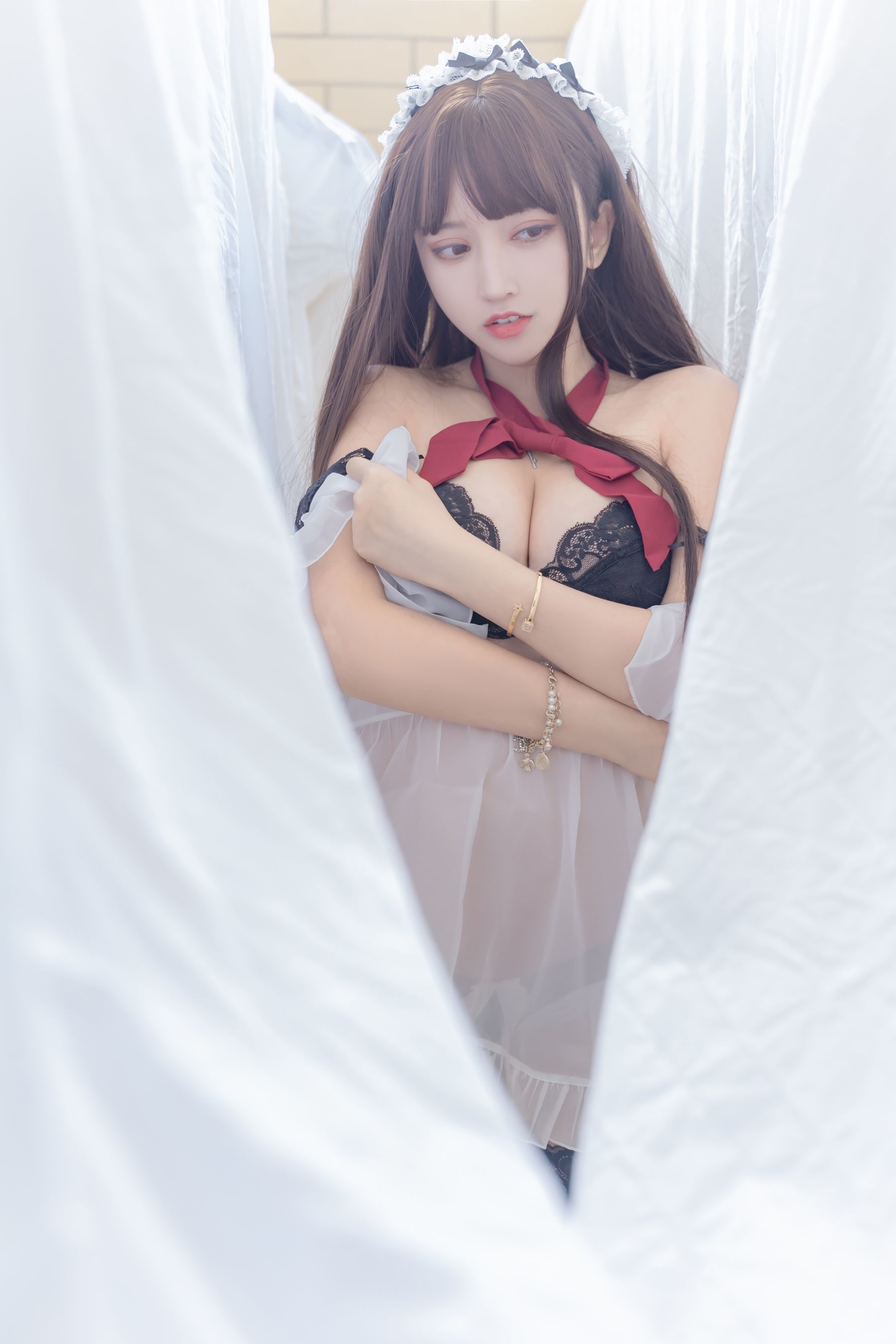 斗鱼米线线sama写真 透明女仆-图10