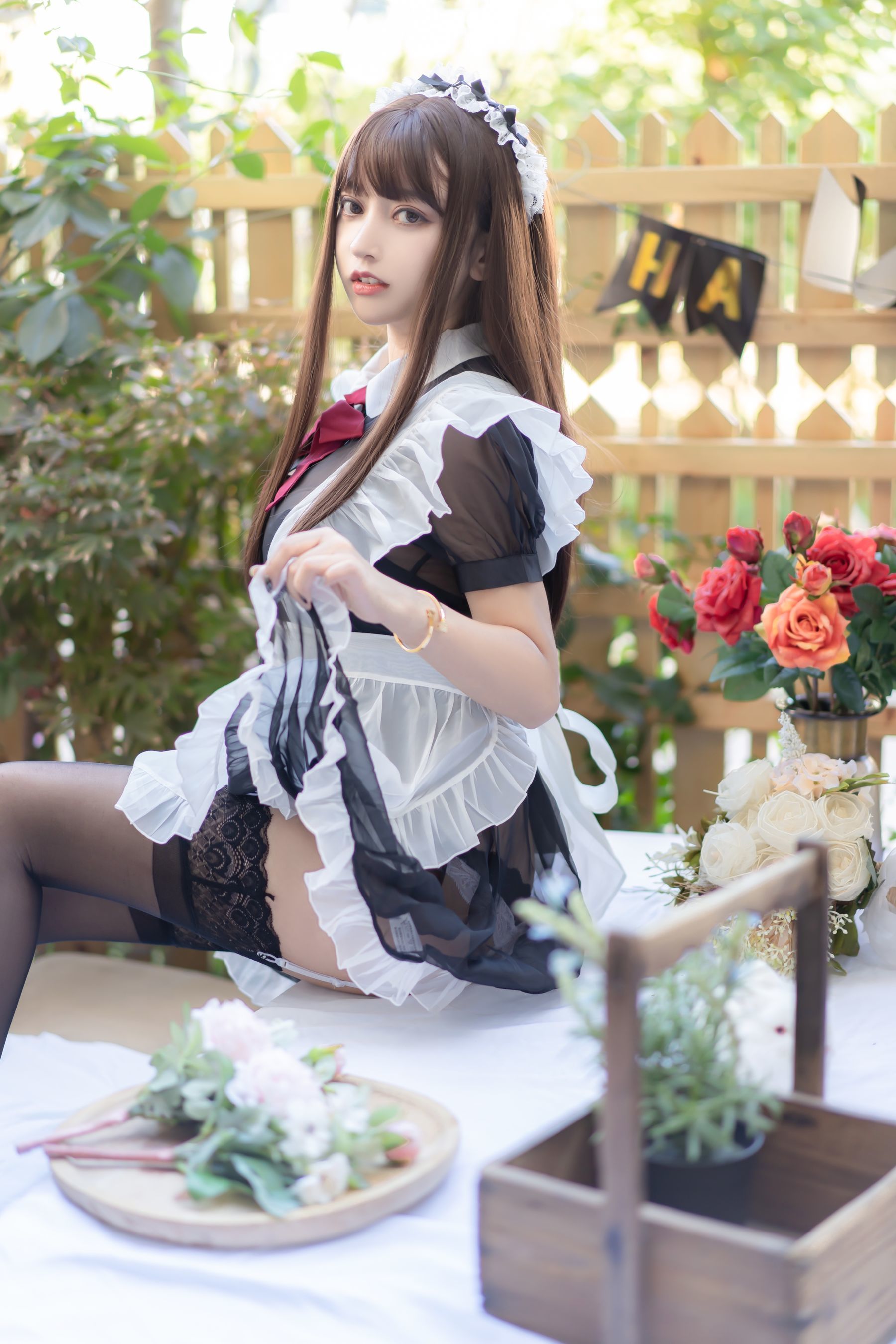 斗鱼米线线sama写真 透明女仆-图15
