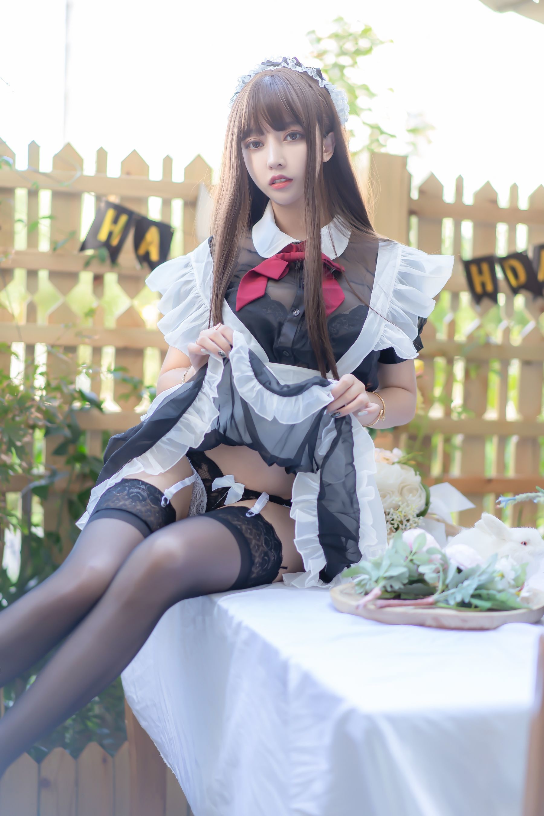 斗鱼米线线sama写真 透明女仆-图18