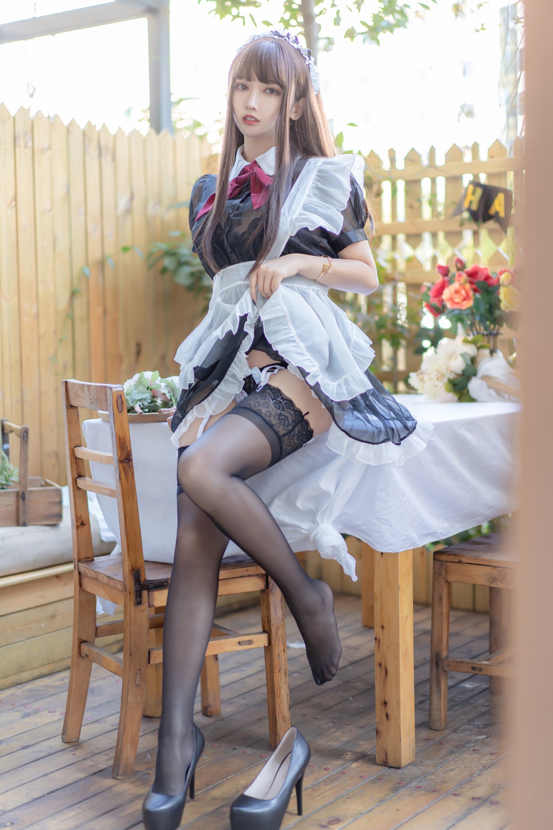 斗鱼米线线sama写真 透明女仆-图19