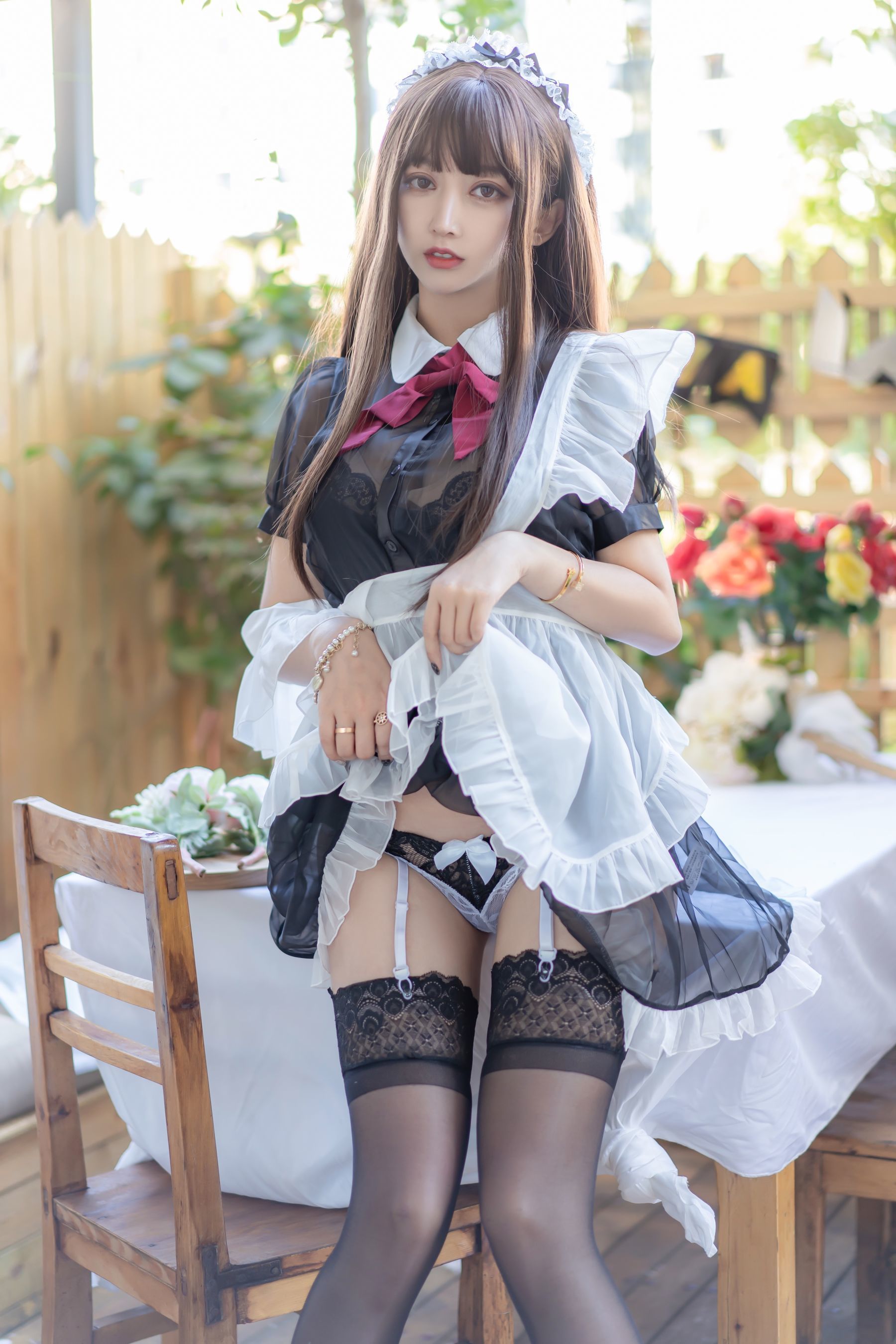 斗鱼米线线sama写真 透明女仆-图20