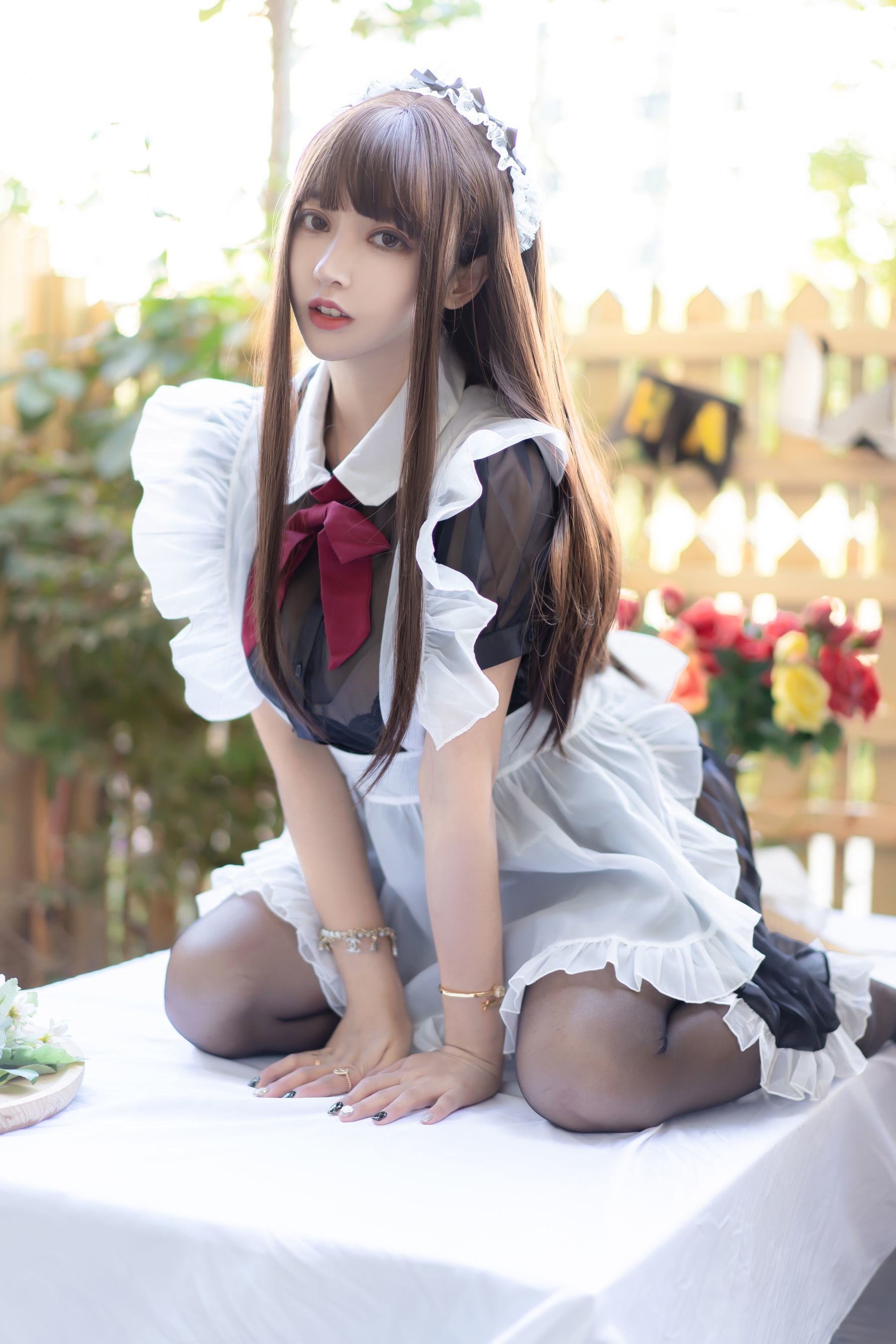 斗鱼米线线sama写真 透明女仆-图24